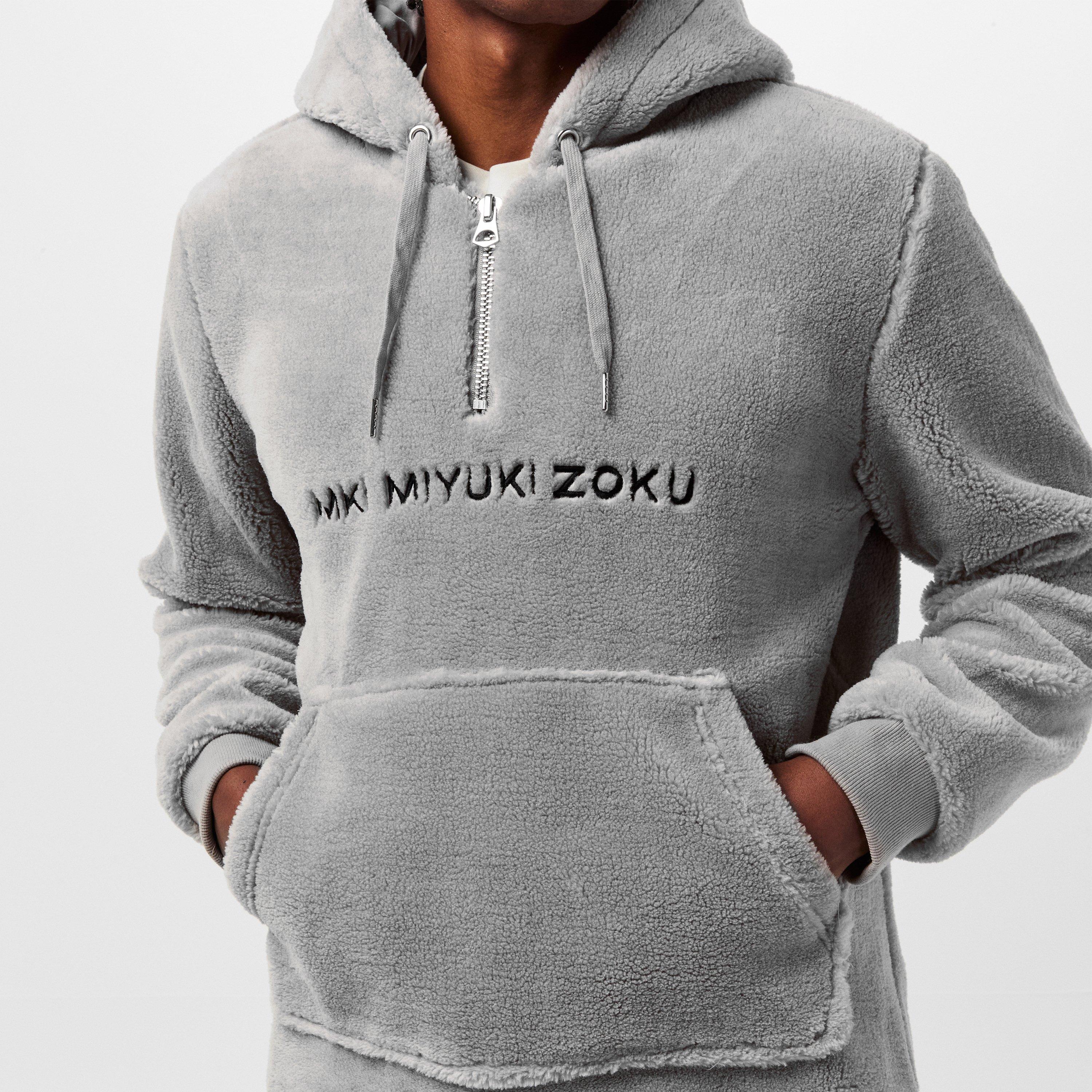 Grey - MKI MIYUKI ZOKU - Men's Sherpa Zip-Over-Head Hoodie - 5