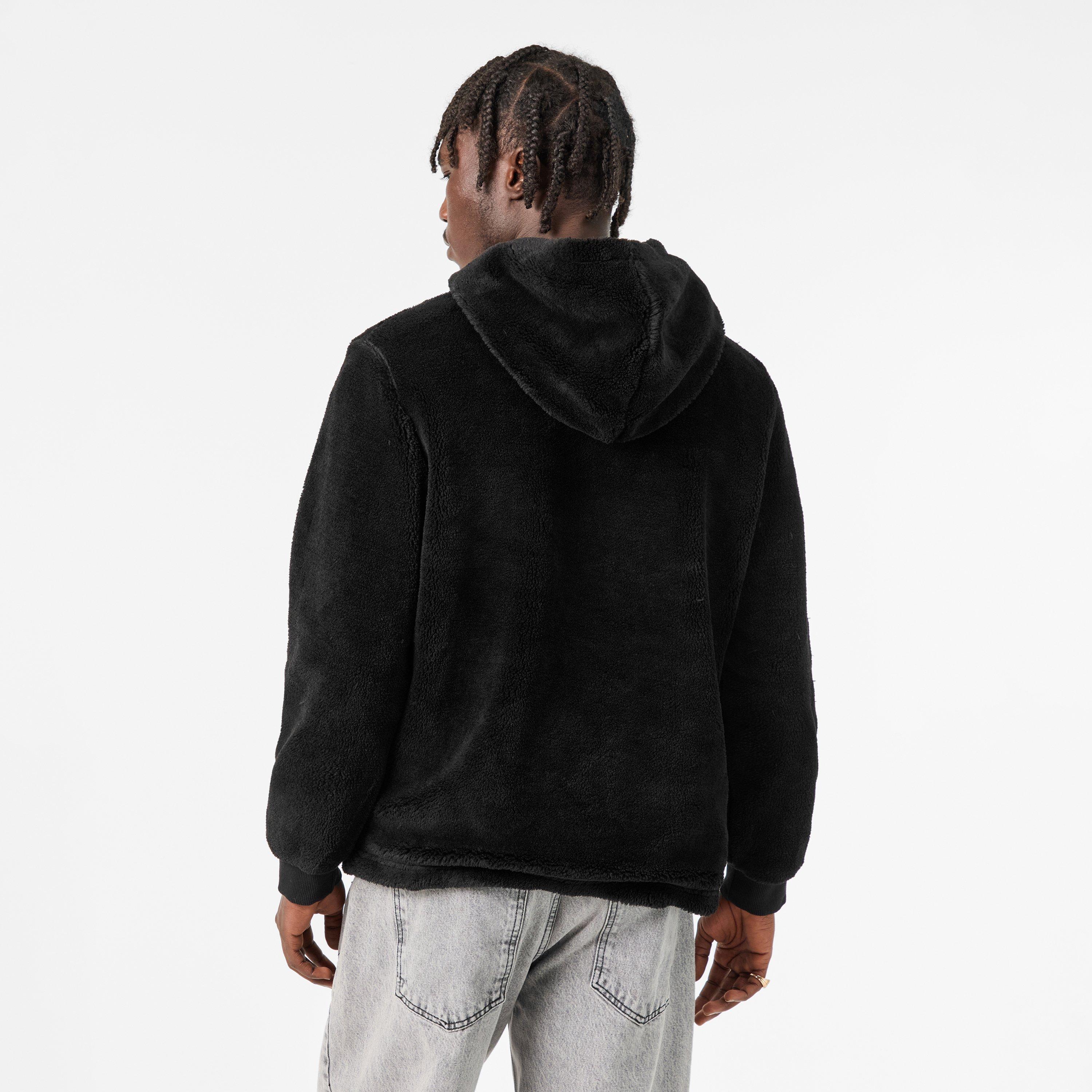 Black - MKI MIYUKI ZOKU - Men's Sherpa Partial Zip Relaxed Fit Hoodie - 4