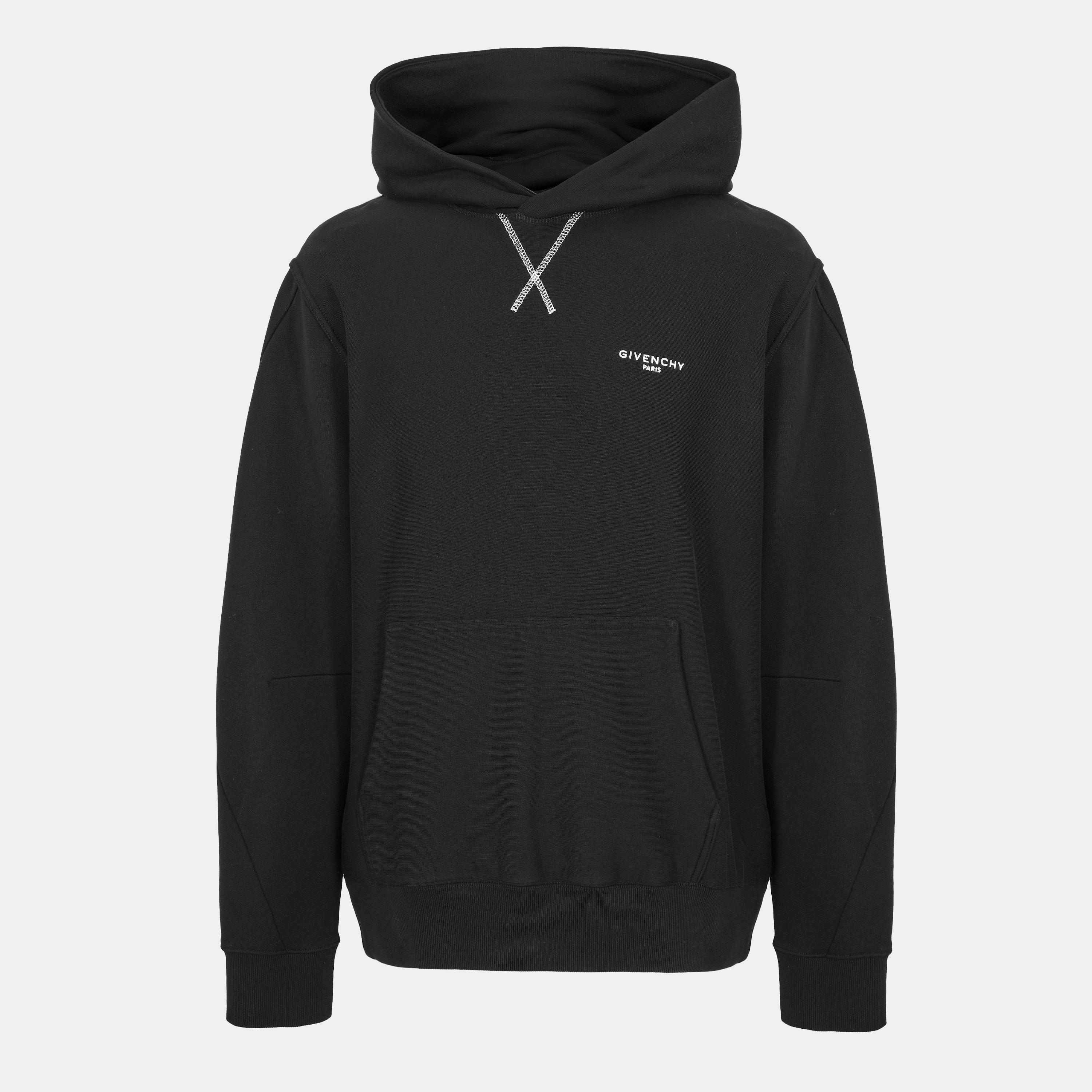GIVENCHY Men's GIV Logo Pull Over Hoodie - Black - Medium