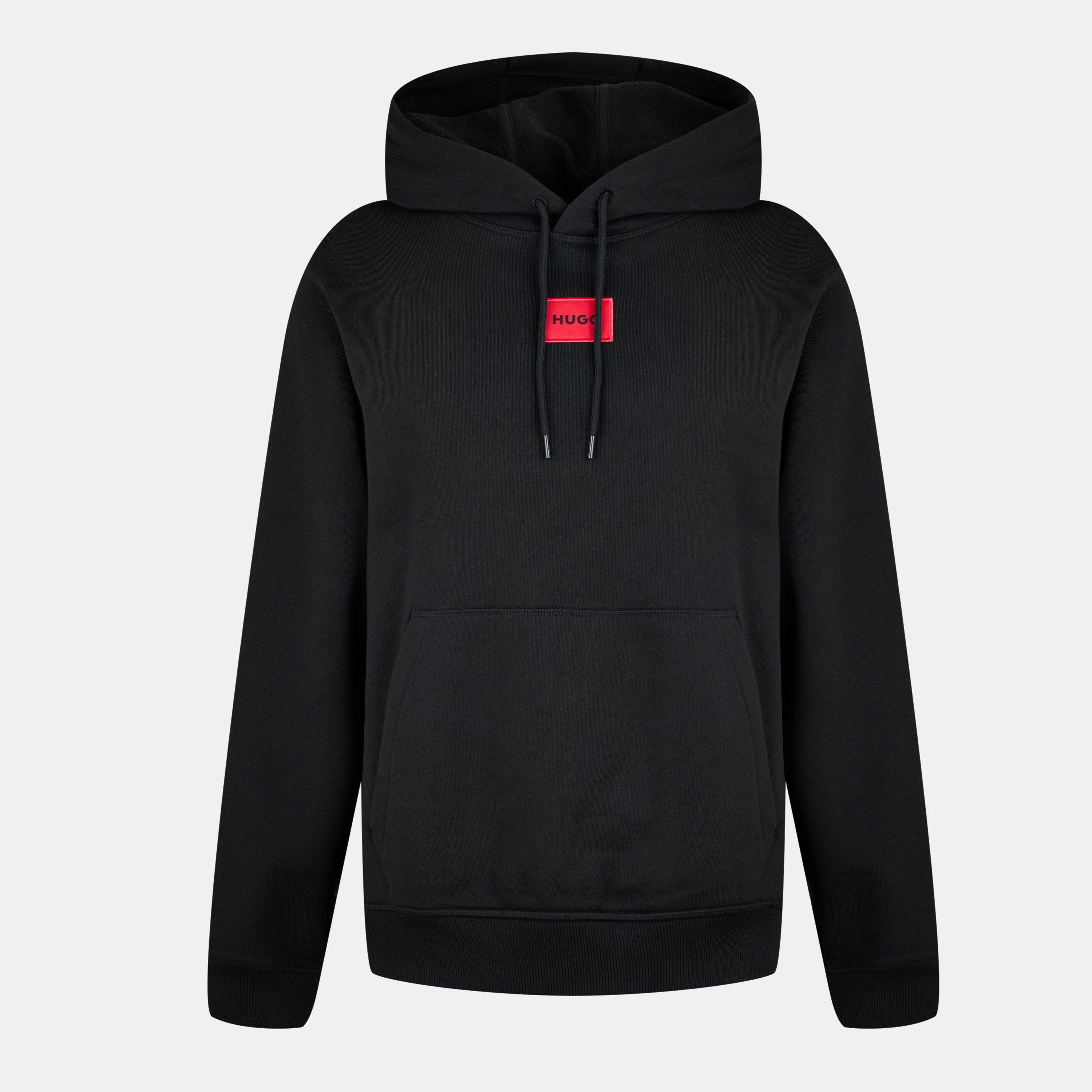 Black 001 - Hugo - Mens HUGO Daratschi Drawstring Hoodie - Contemporary Streetwear Design - 1