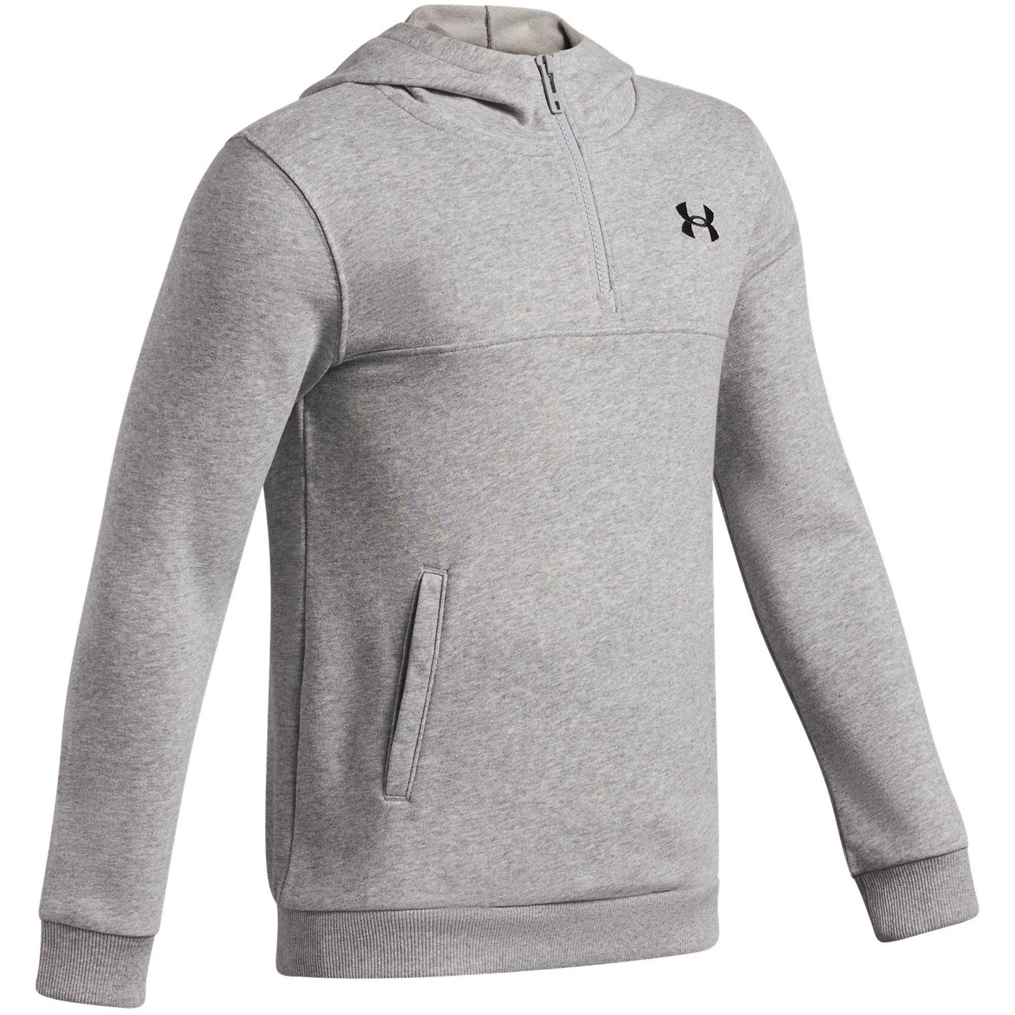 Grey/Black - Under Armour - Kids' Rival Quarter Zip Hoodie - 3