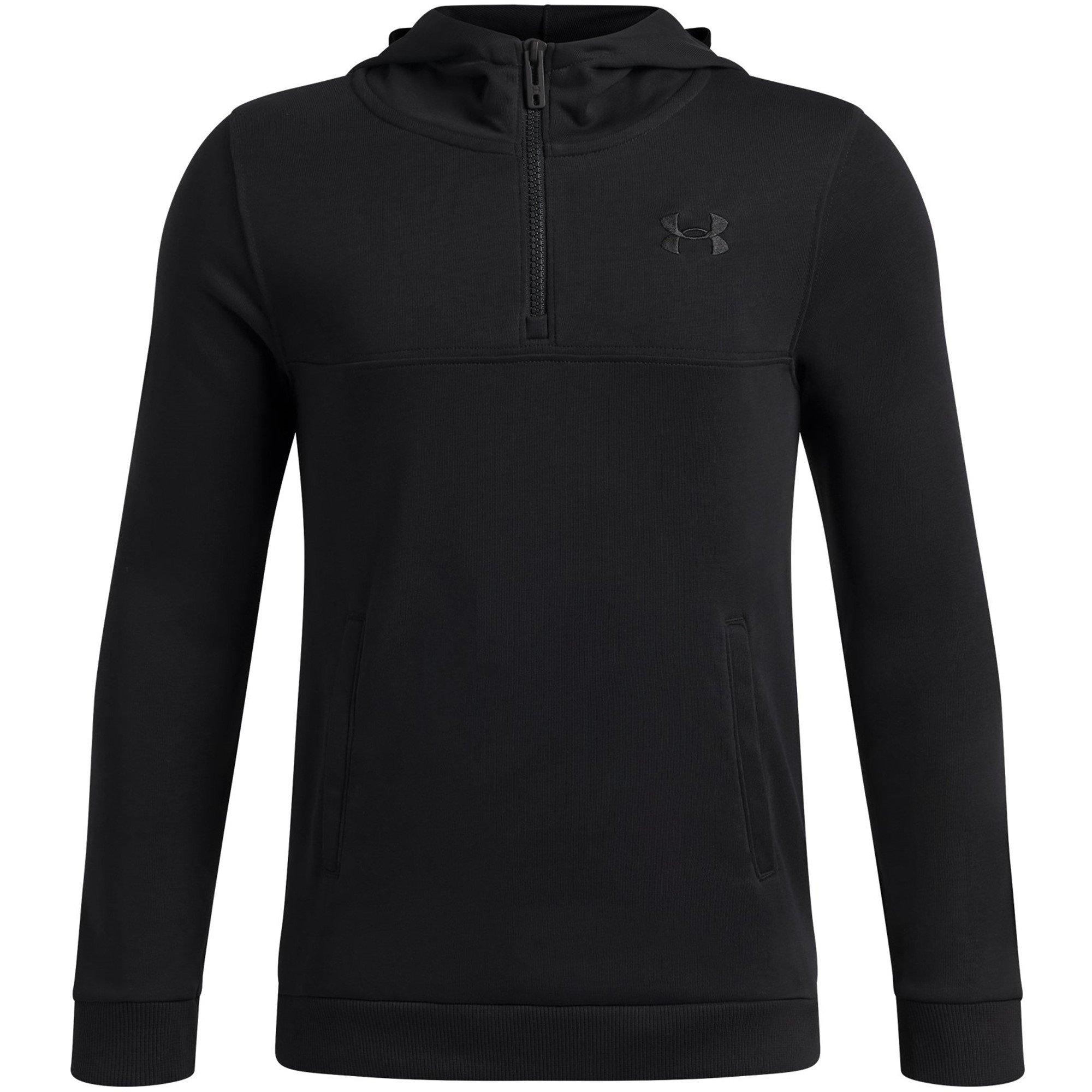 Under Armour Boys Kids' Rival Quarter Zip Hoodie - Black/Black - 13 (XL)