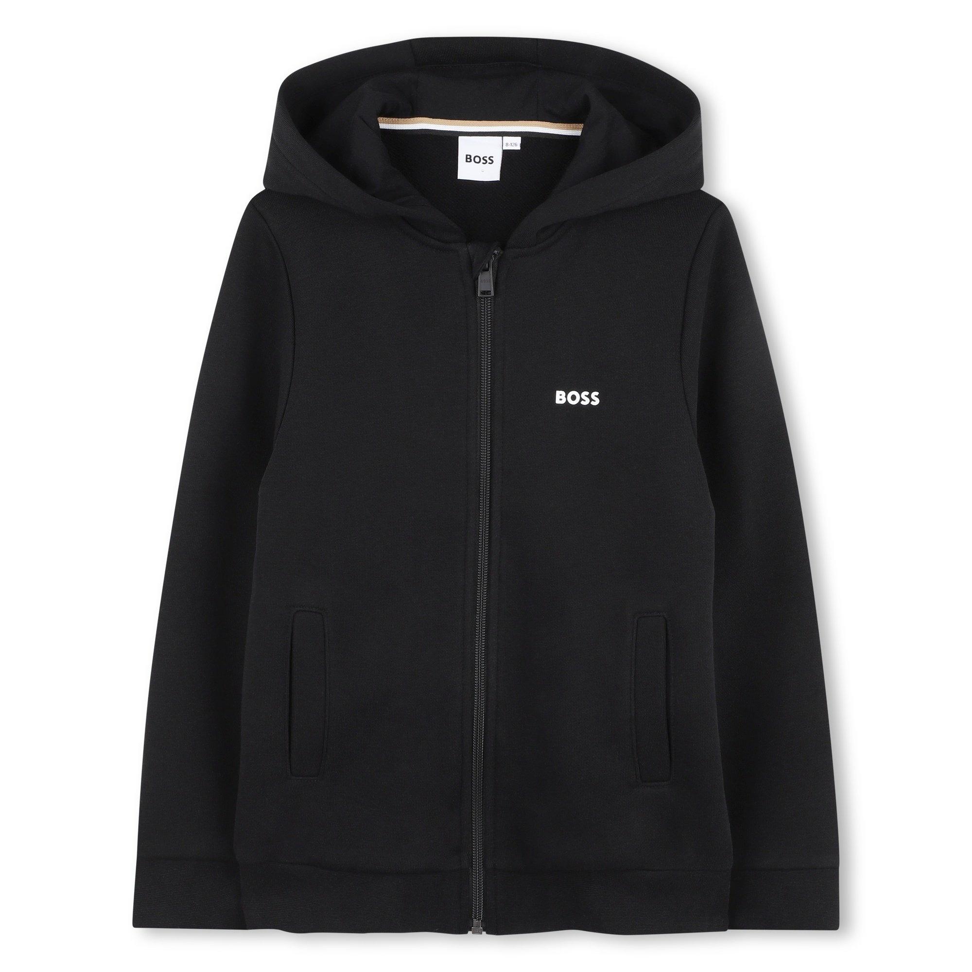 Boss Kids' Logo Zip Hoodie - Black - Size 10Y