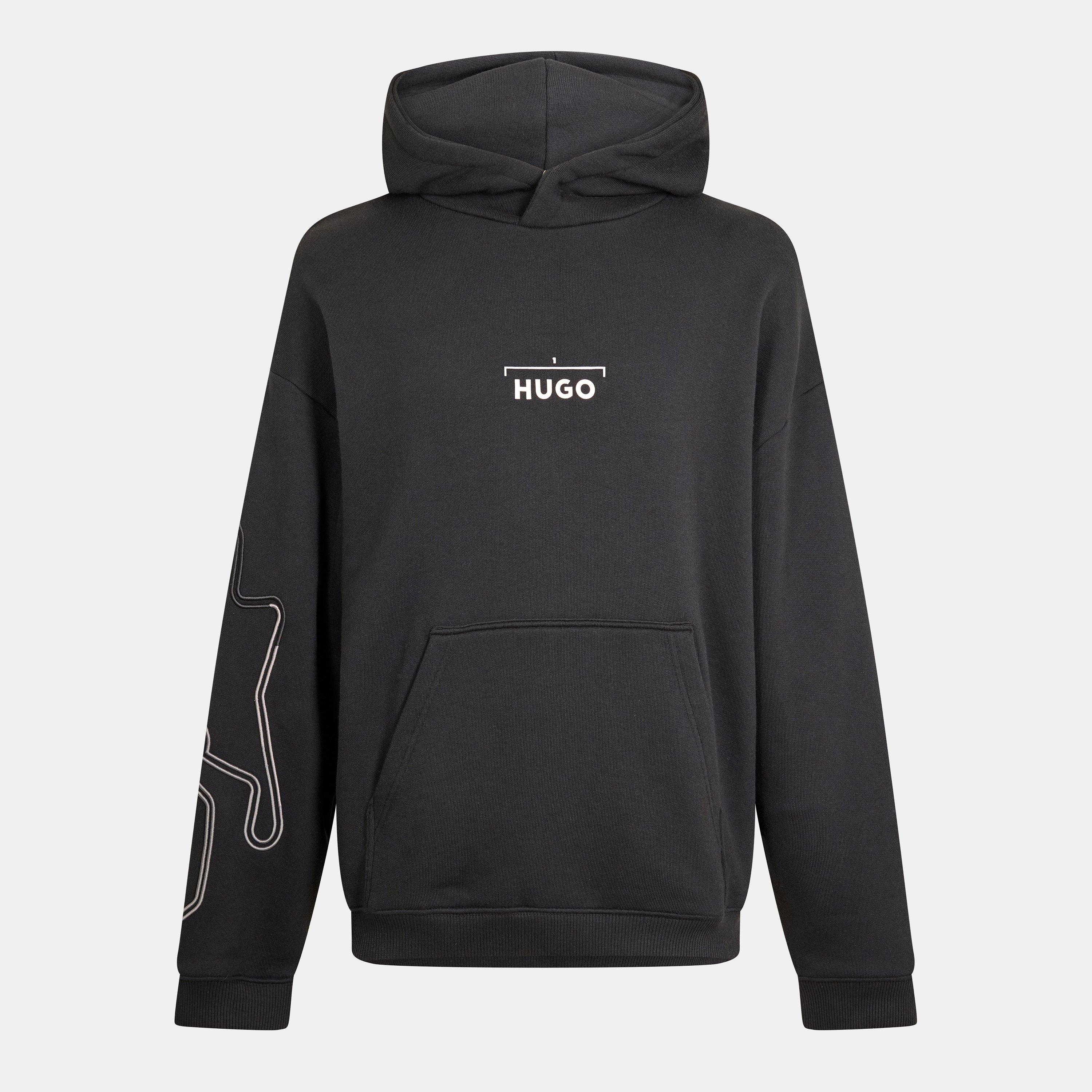 Hugo Racing-Print Hoodie - Black - S