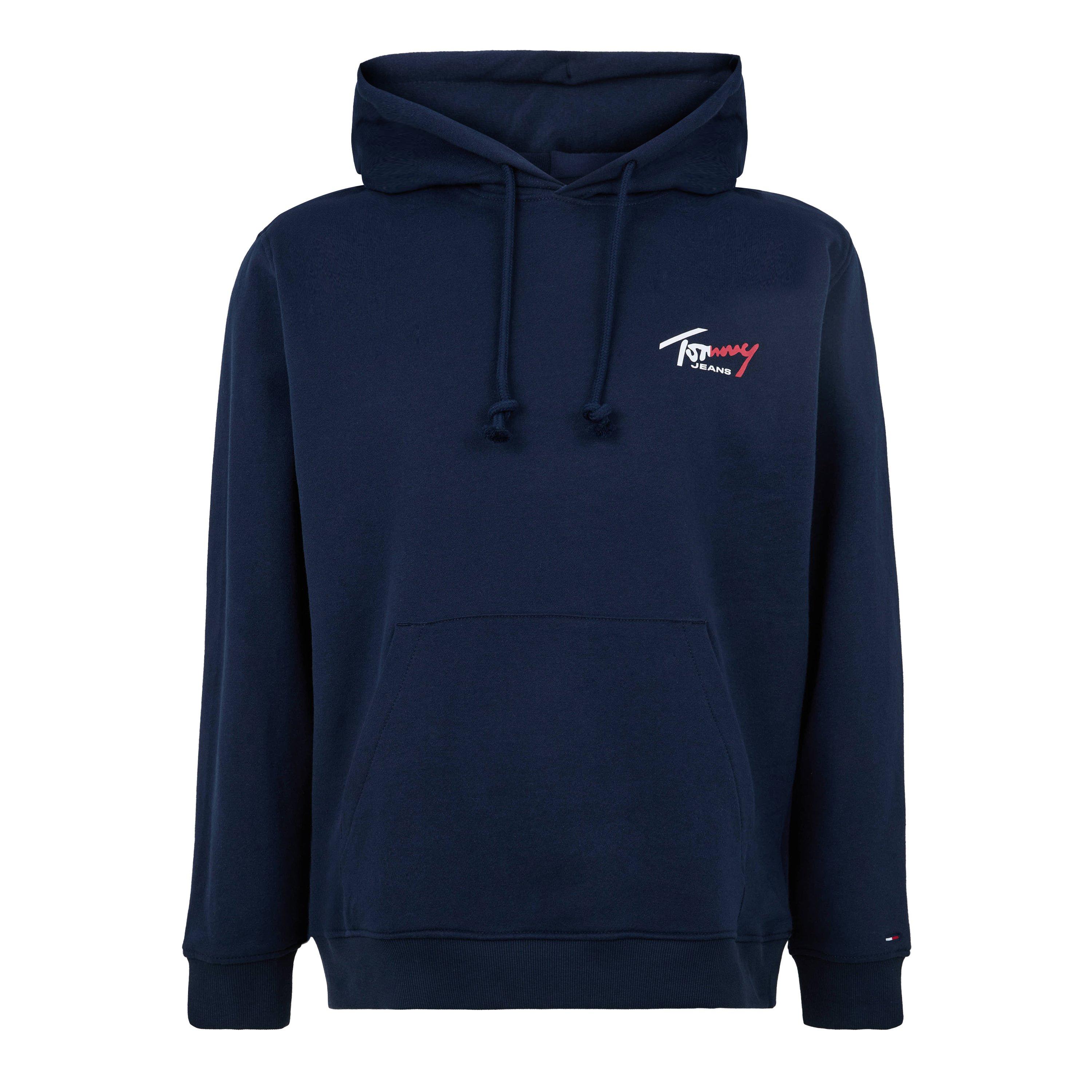 Dark Night Navy - Tommy Jeans - Men's Regular Signature Over the Head Hoodie - 1