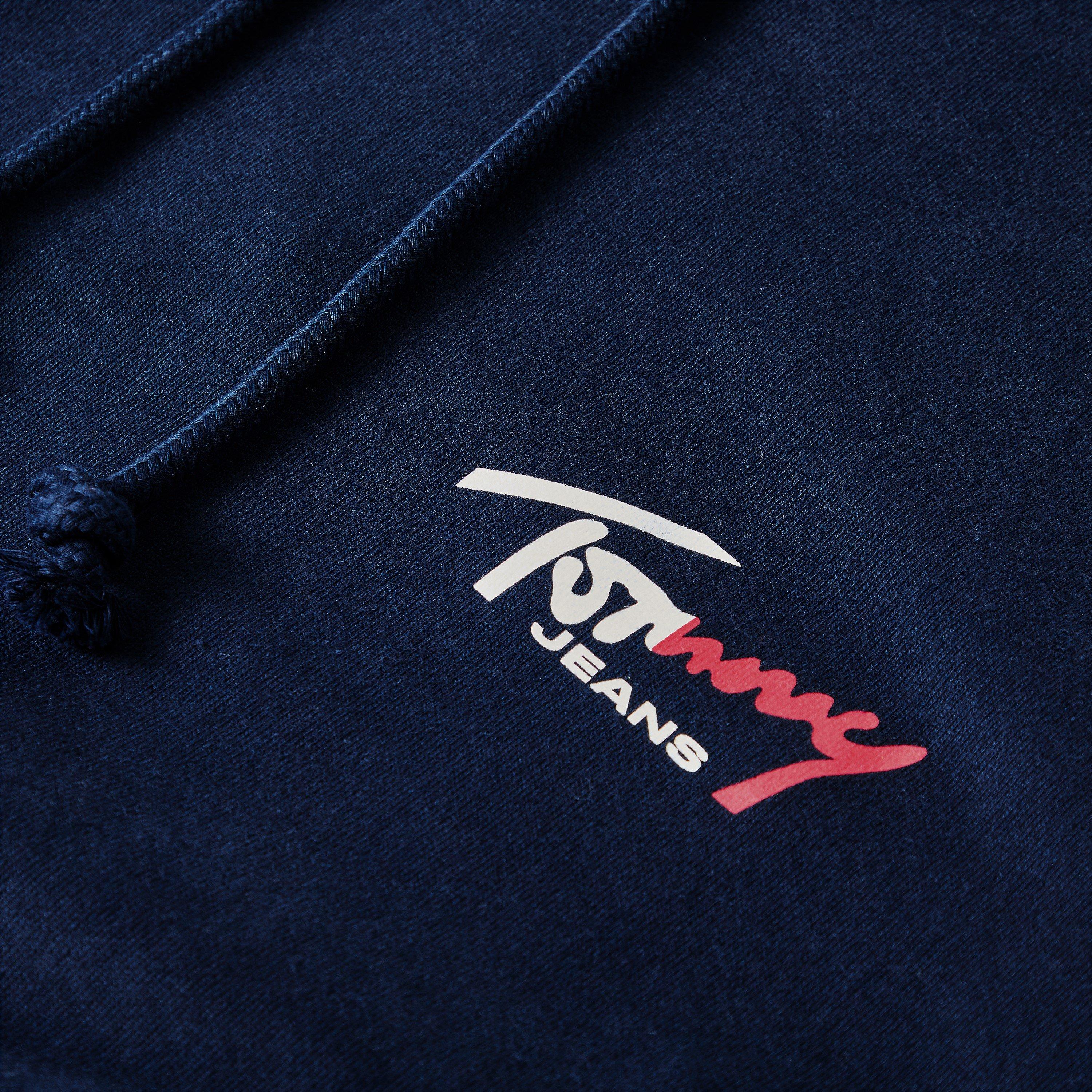 Dark Night Navy - Tommy Jeans - Men's Regular Signature Over the Head Hoodie - 5