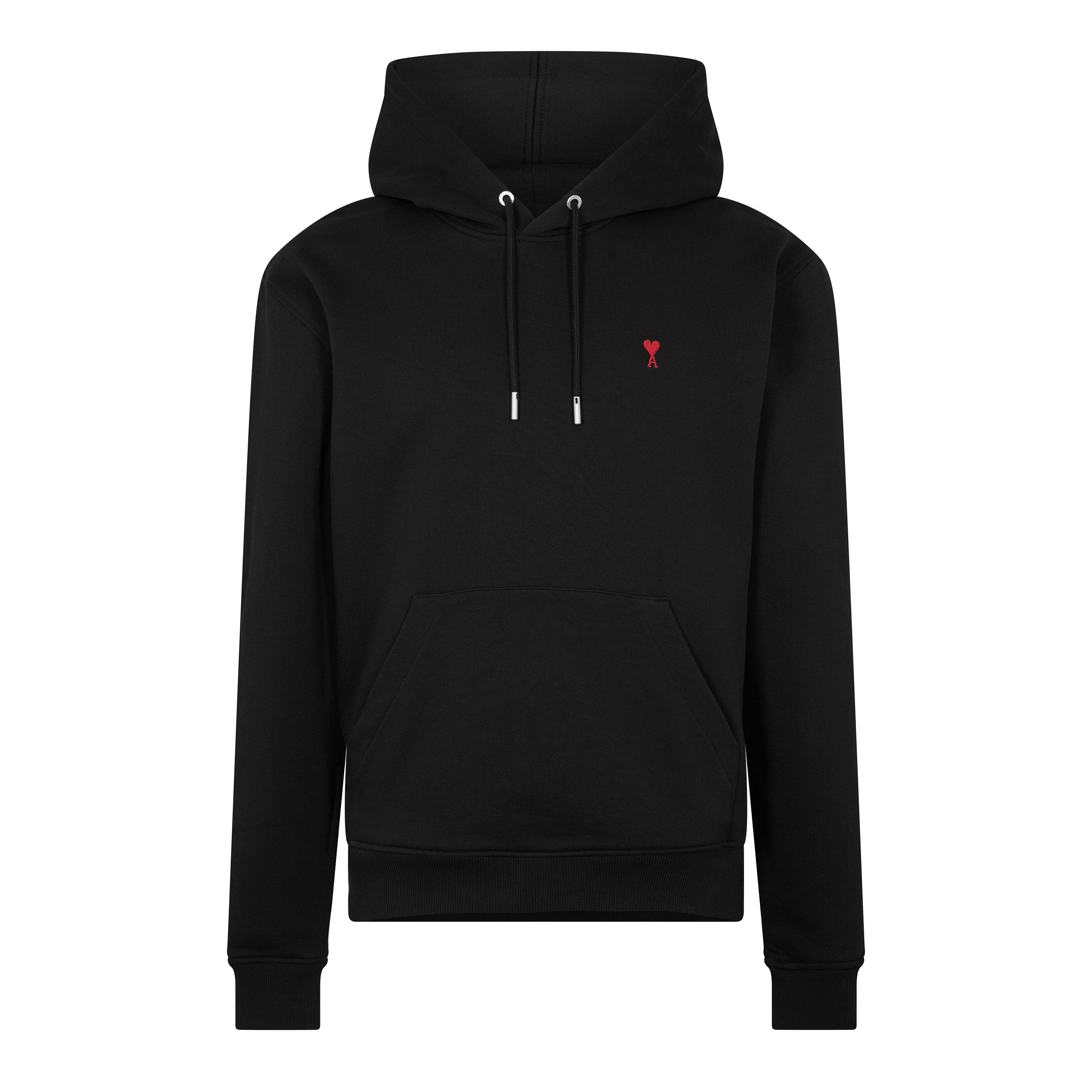 Ami Paris Men's Pull Over Hoodie - Black/Red - Medium