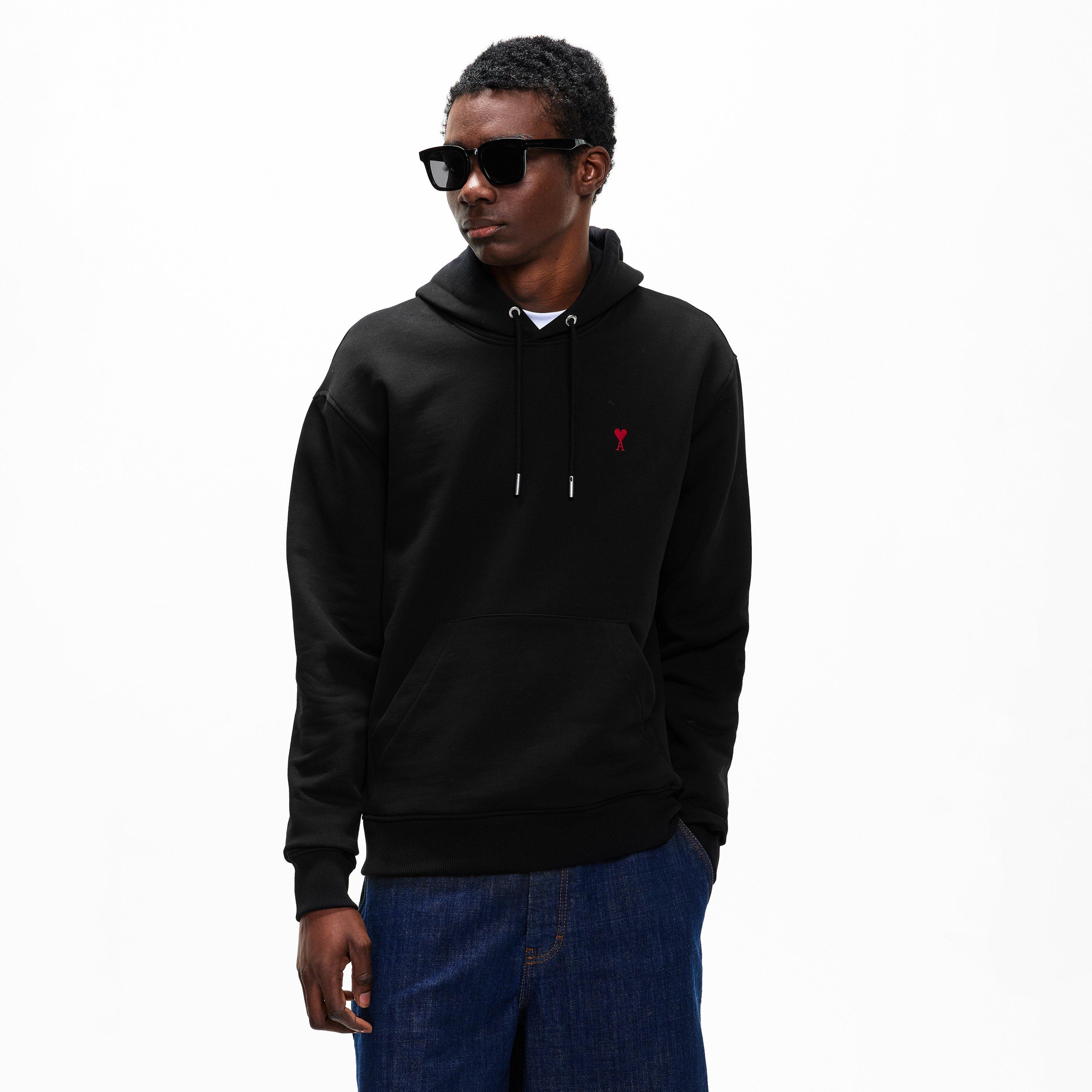 Black/Red - Ami Paris - Men's Pull Over Hoodie - 3