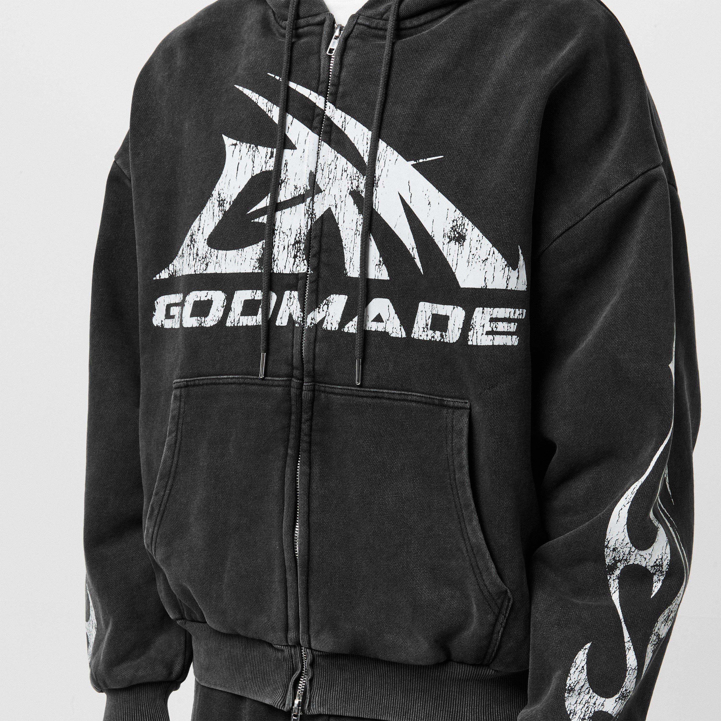 Washed Black - God Made - Men's GM Logo Zip Hoodie - 5