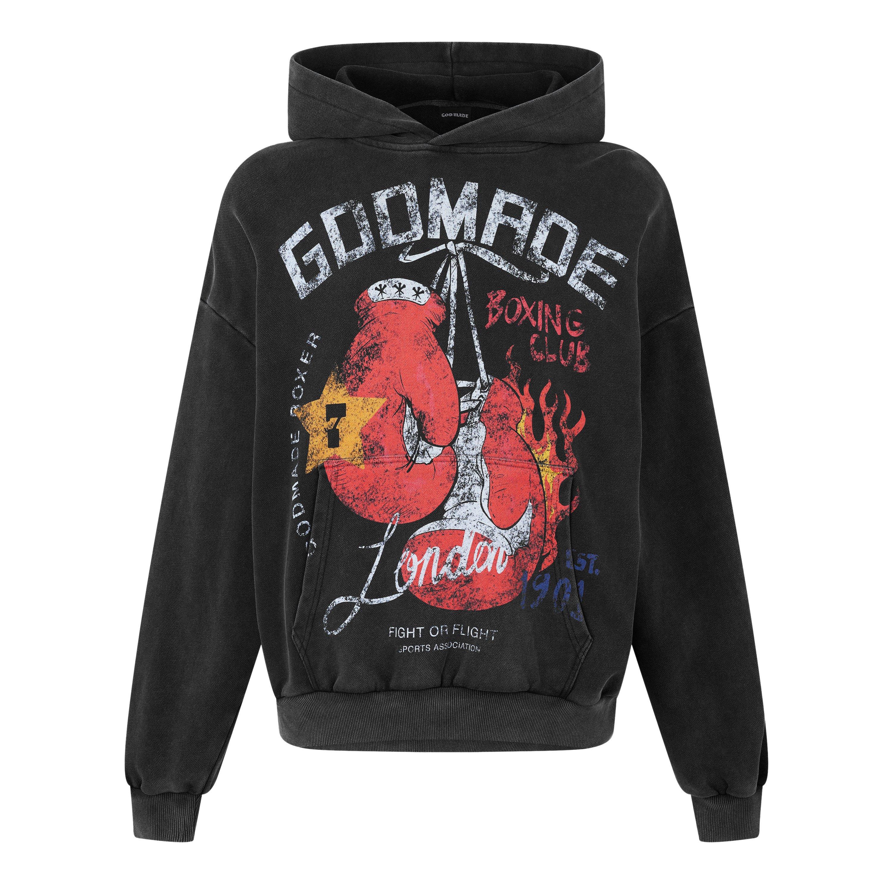 Washed Black - God Made - Men's GM Boxing Club Hoodie - 1