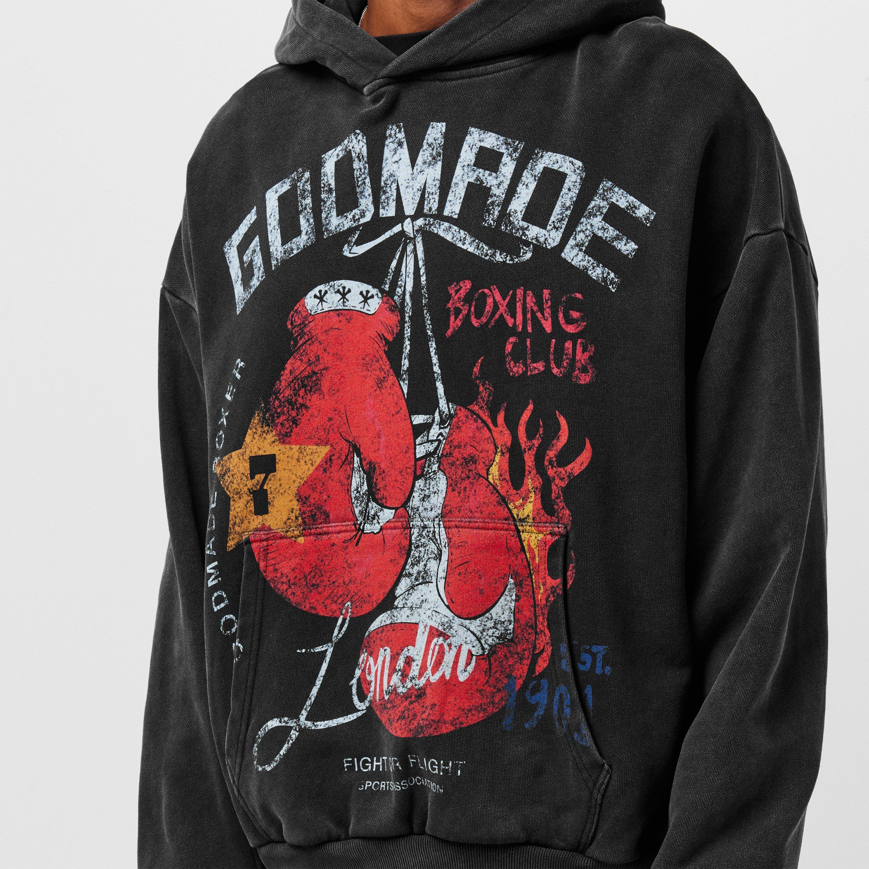 Washed Black - God Made - Men's GM Boxing Club Hoodie - 5