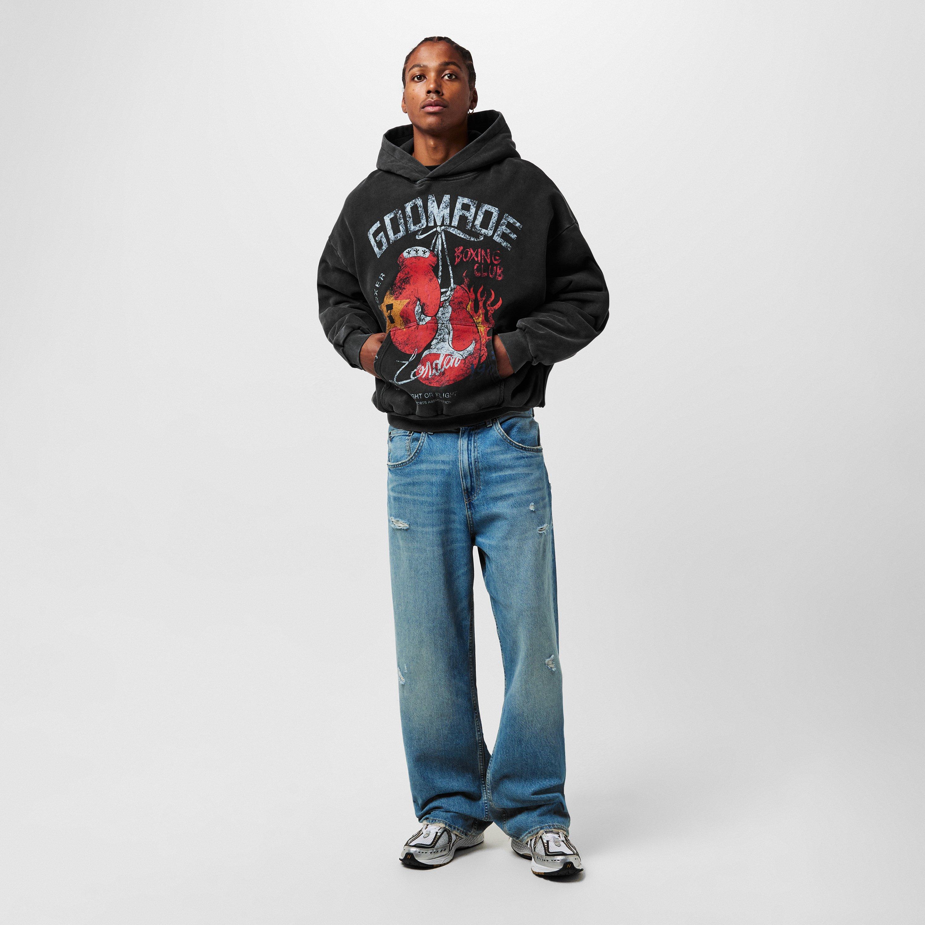 Washed Black - God Made - Men's GM Boxing Club Hoodie - 6