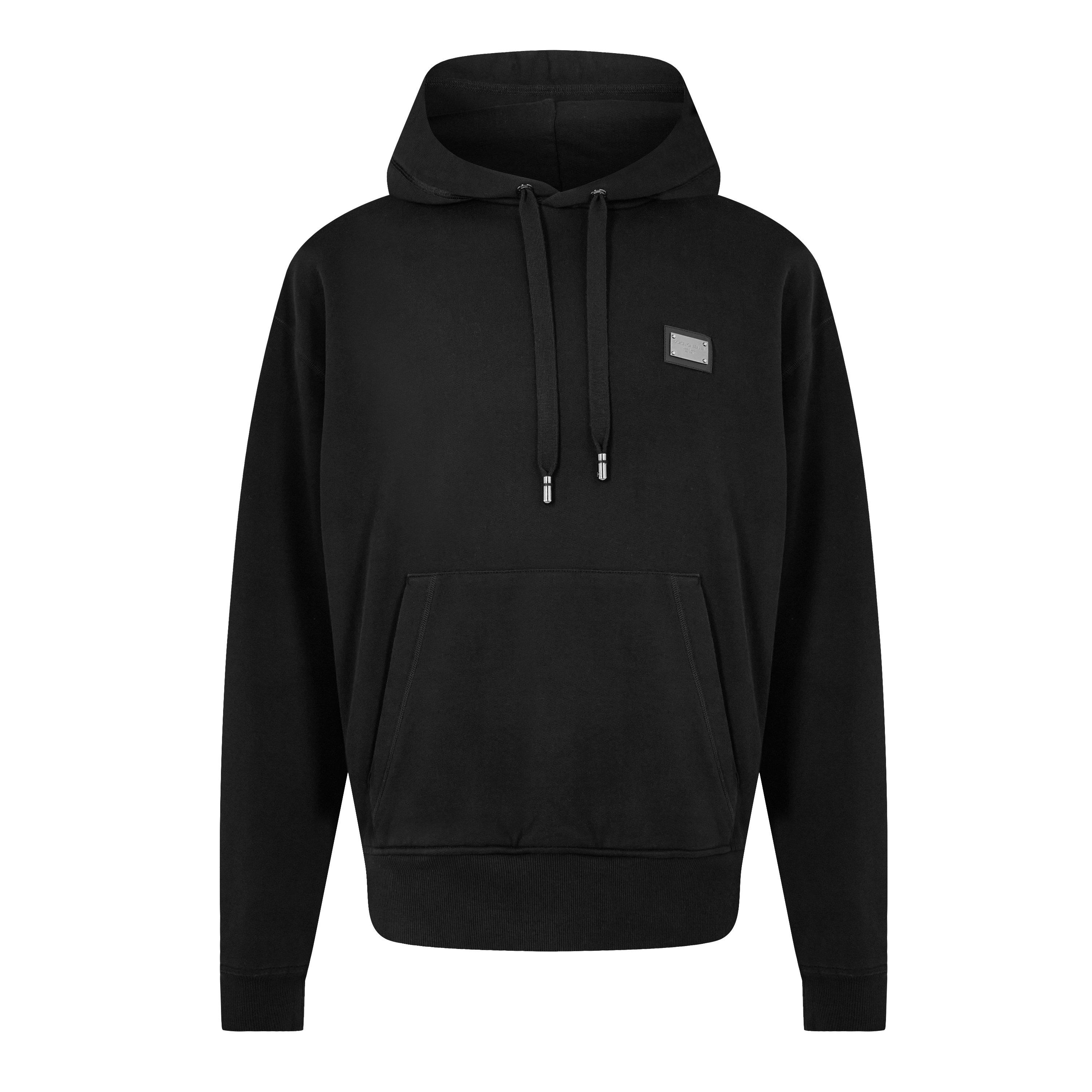 Black - Dolce and Gabbana - Men's Cotton Plate Hoodie - 7