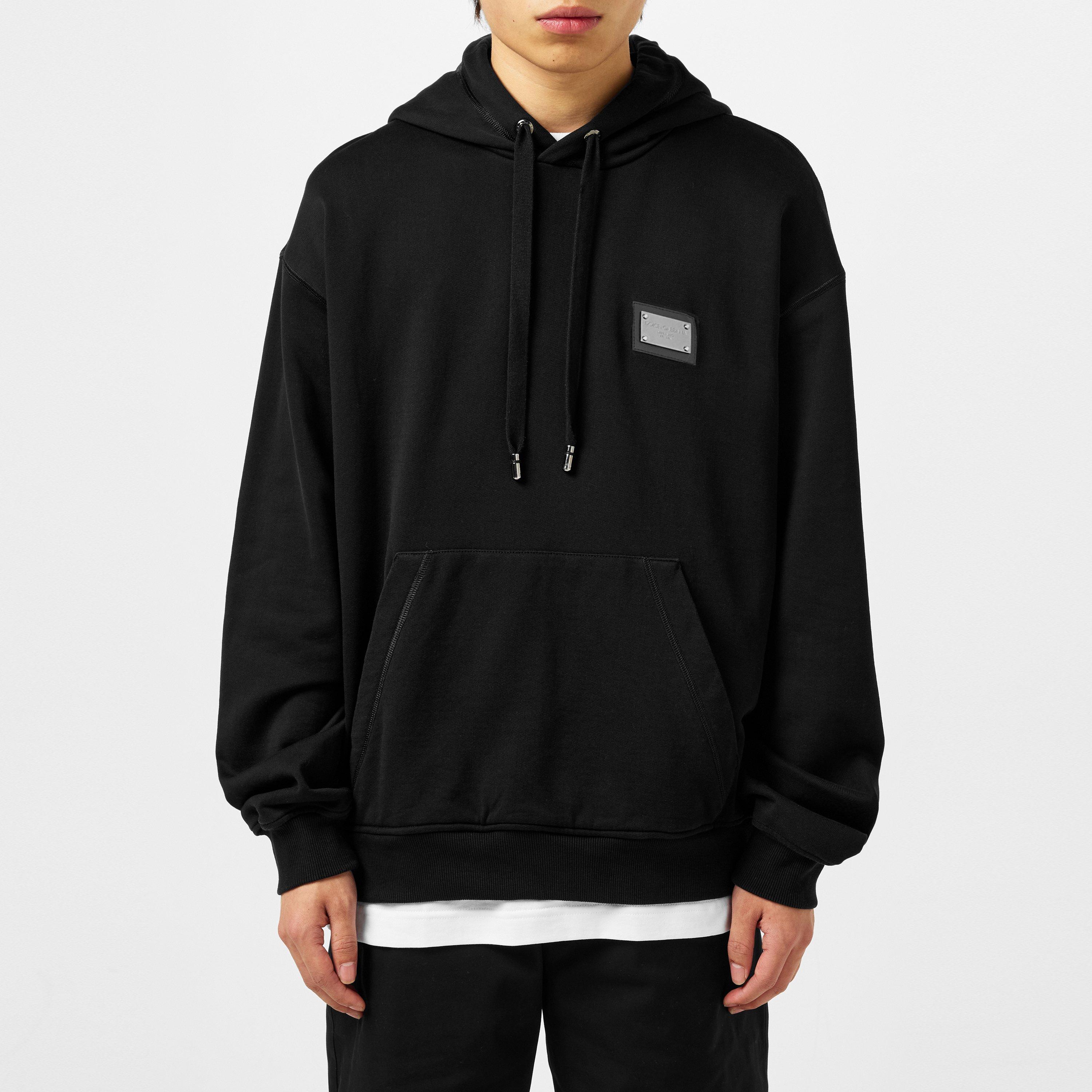 Black - Dolce and Gabbana - Men's Cotton Plate Hoodie - 3