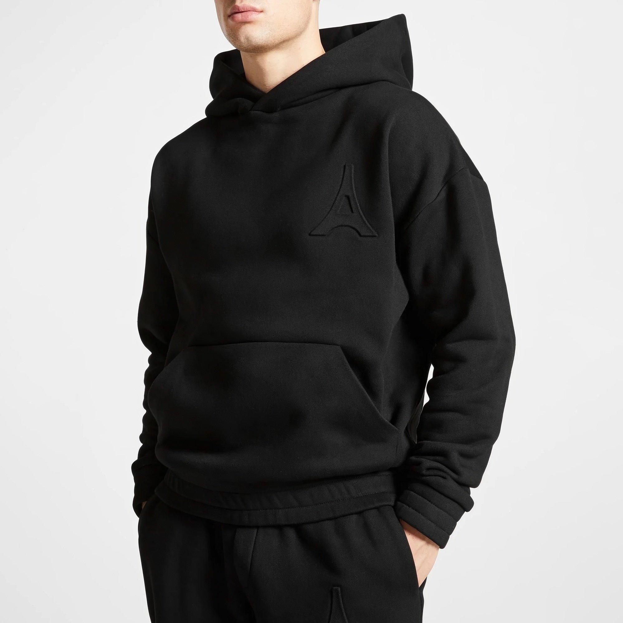 Black - Maniere De Voir - Men’s Eiffel Embossed Hoodie - 3