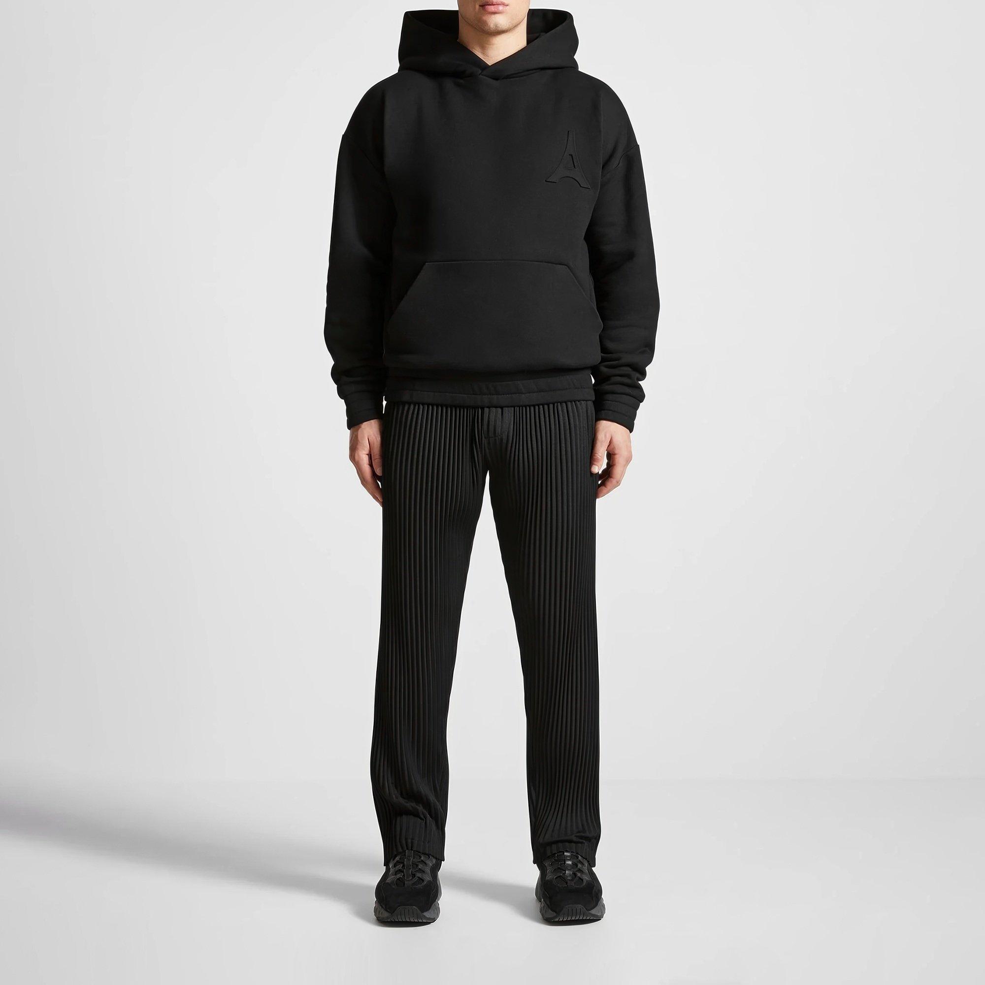 Black - Maniere De Voir - Men’s Eiffel Embossed Hoodie - 4