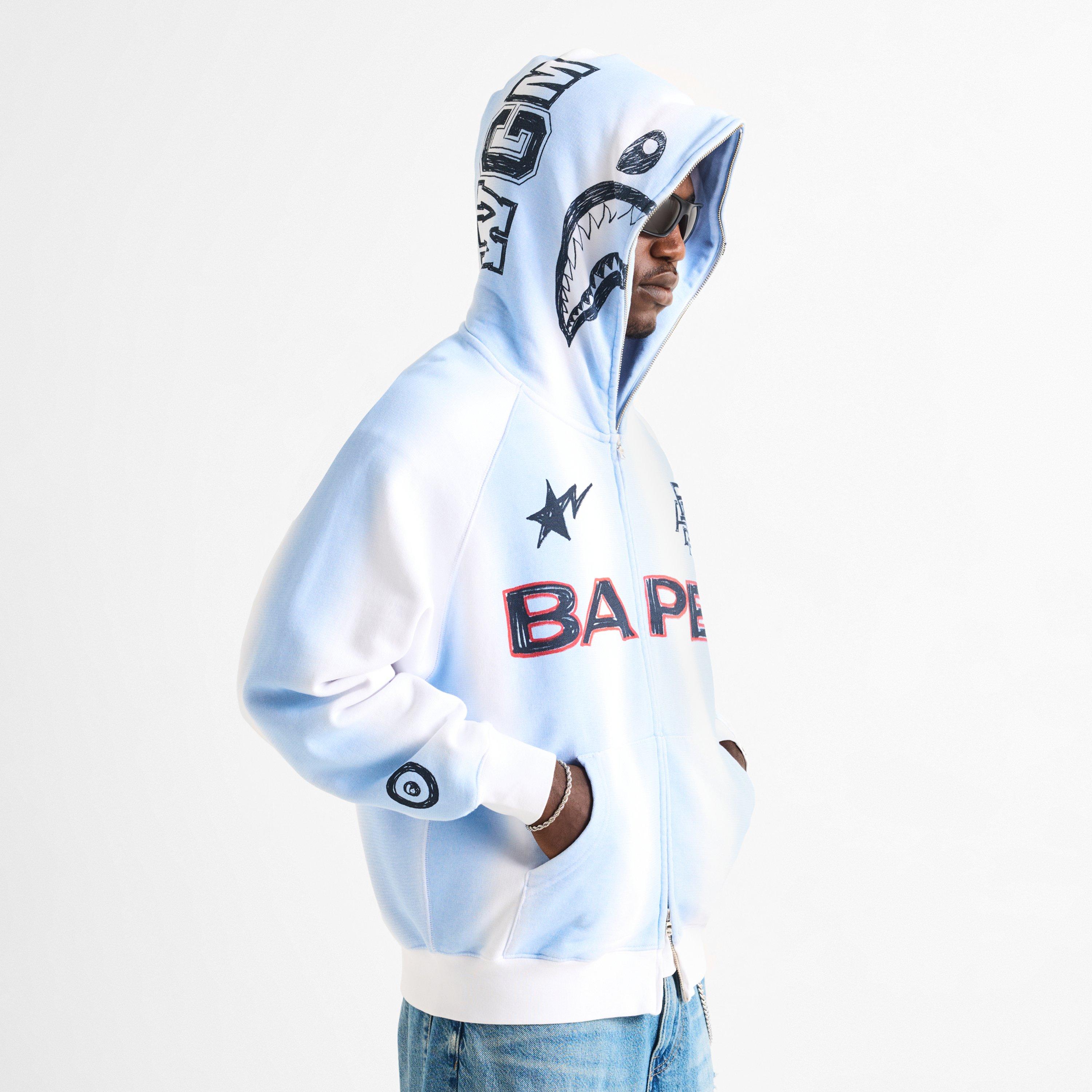 White/Blue - A Bathing Ape - Bape Hnd Drw Shrk Zp Sn62 - 3