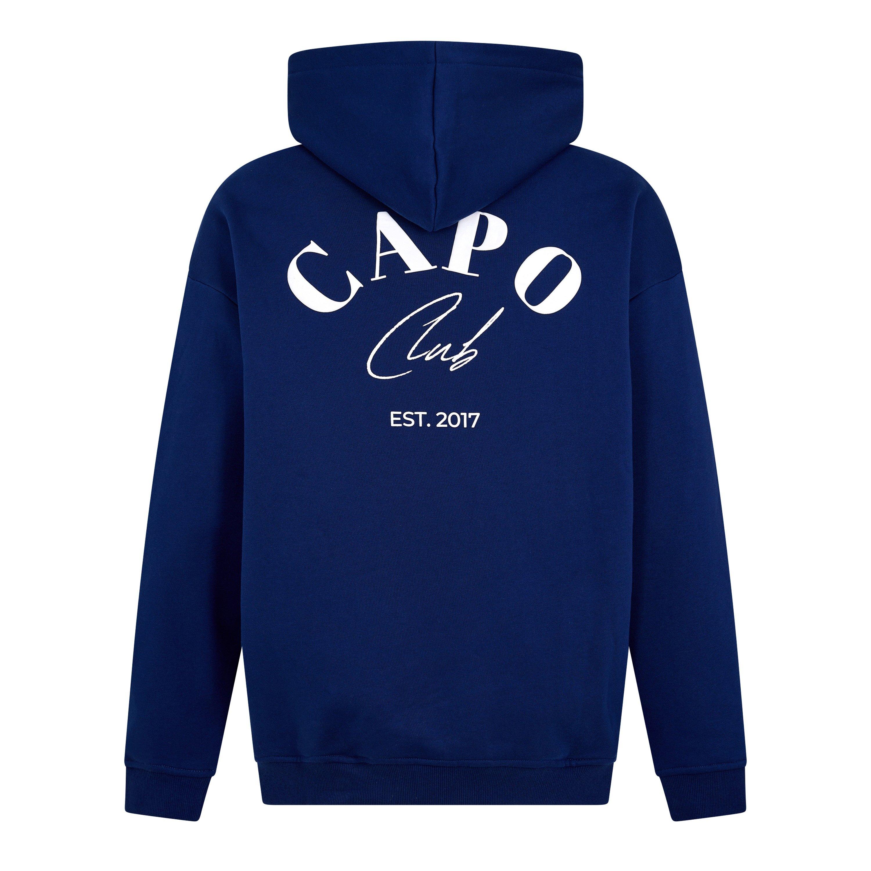 Navy/White - CAPO - Men's Club Relaxed Pull Over Hoodie - 2
