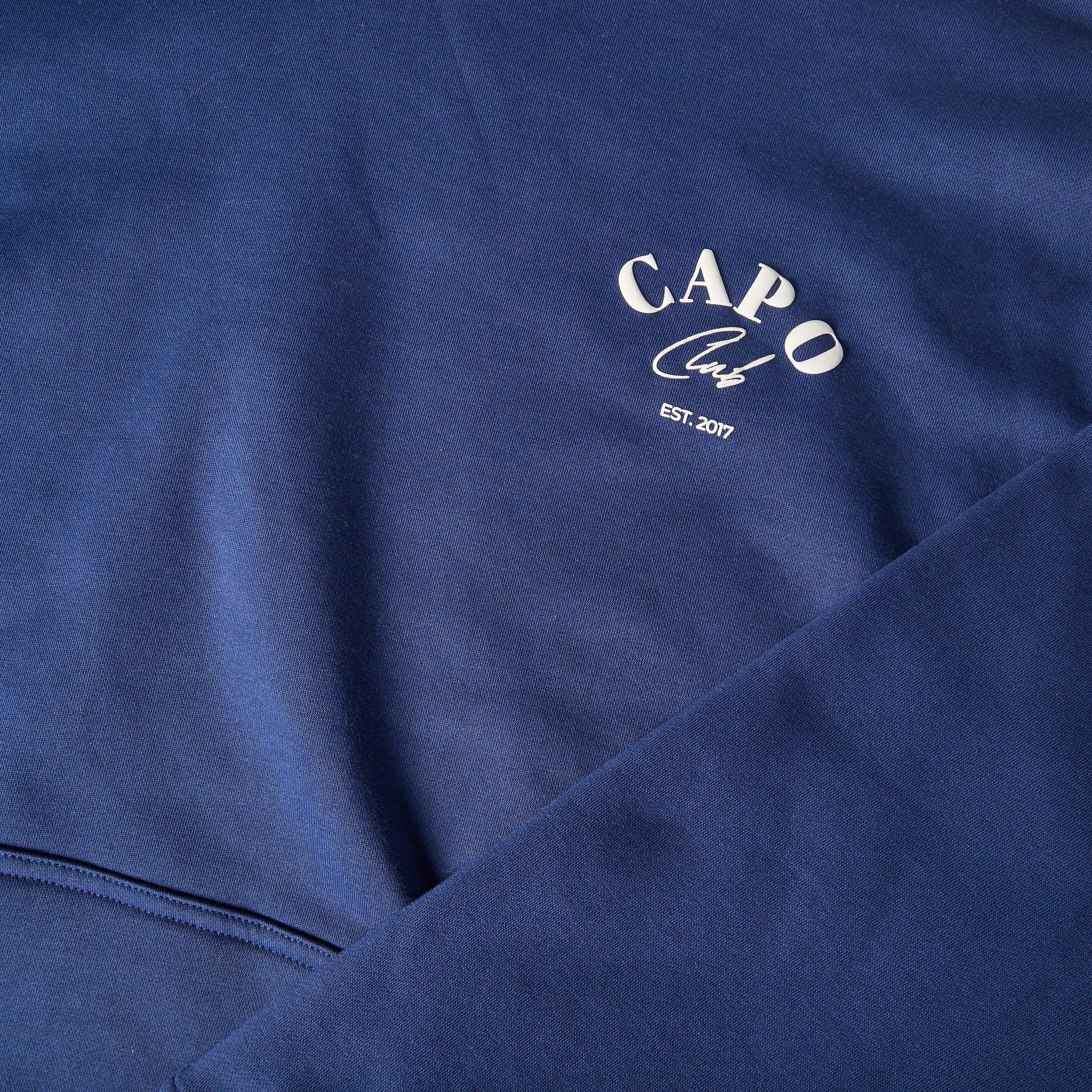 Navy/White - CAPO - Men's Club Relaxed Pull Over Hoodie - 5
