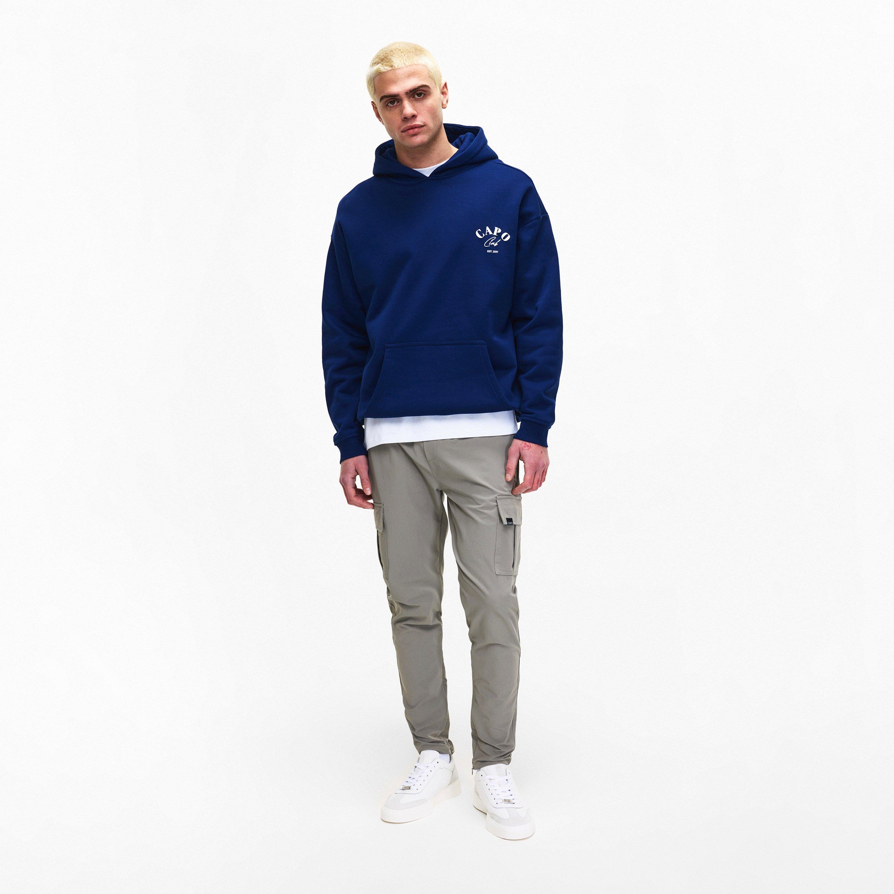Navy/White - CAPO - Men's Club Relaxed Pull Over Hoodie - 6