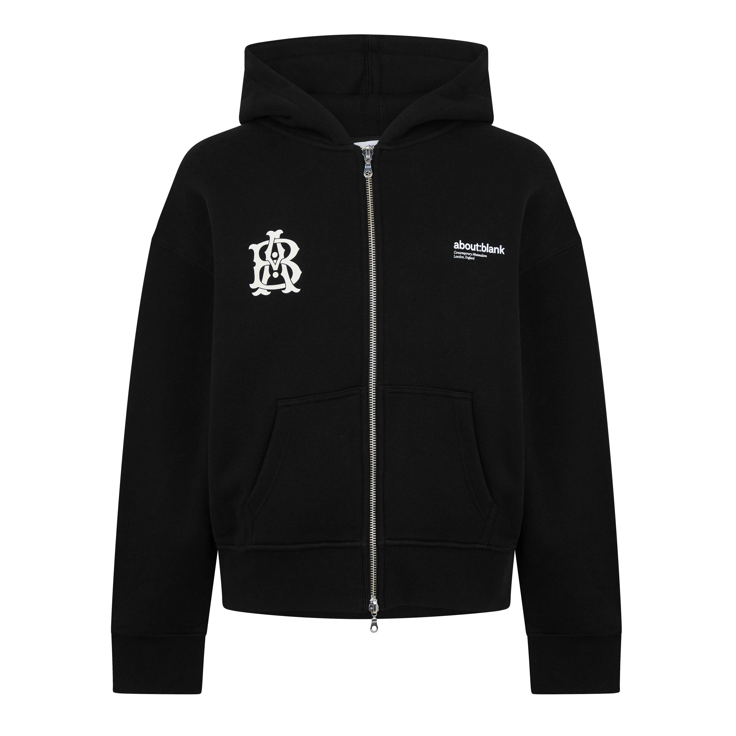 about:blank Men's Zip Hoodie - Black/Ecru - Small