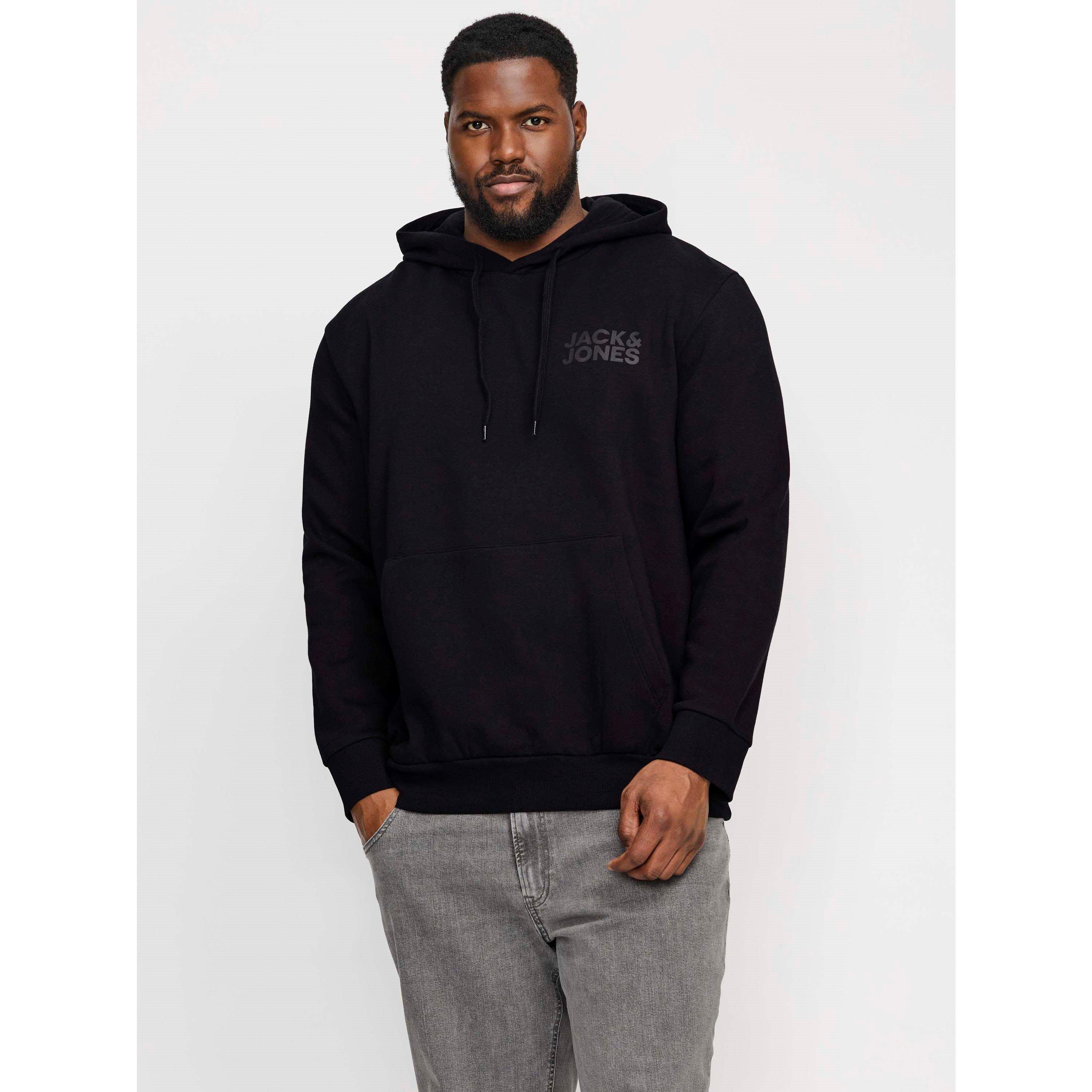 Black - Jack and Jones - Corp Logo Hoodie Plus Size Mens - 2