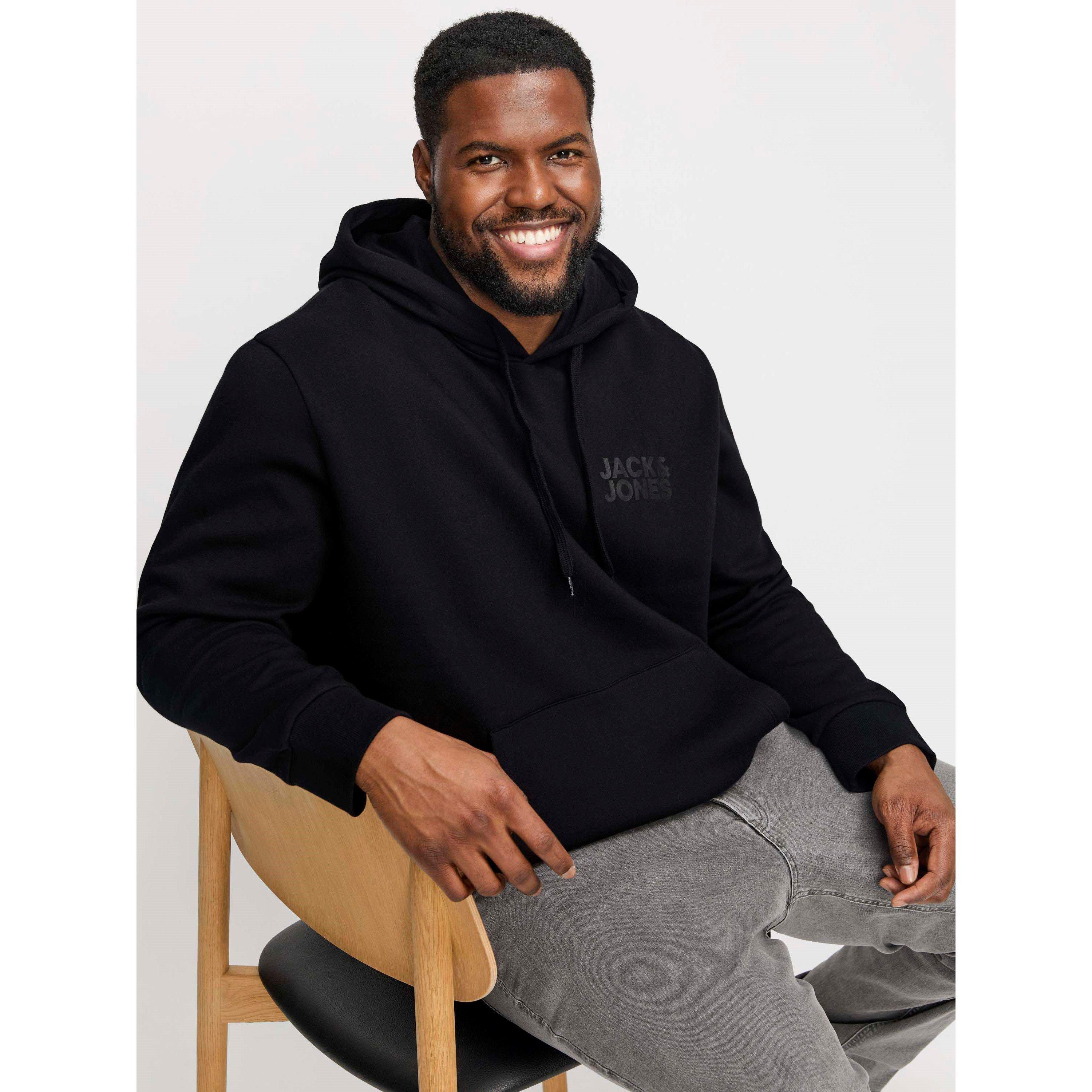 Black - Jack and Jones - Corp Logo Hoodie Plus Size Mens - 6