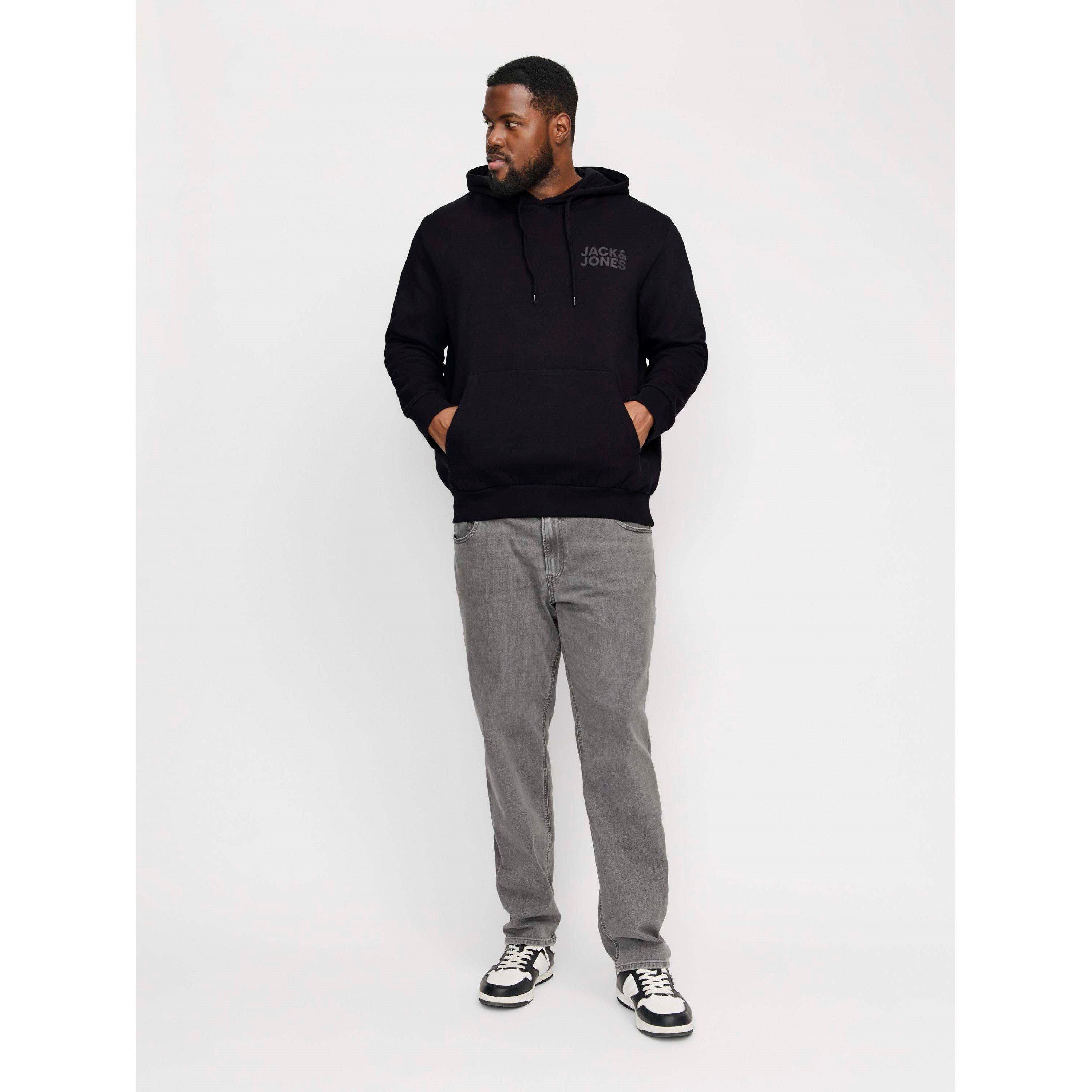 Black - Jack and Jones - Corp Logo Hoodie Plus Size Mens - 7