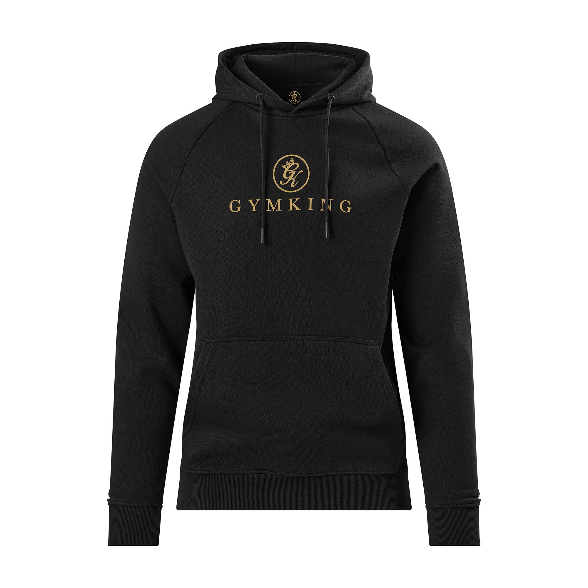 Black/Gold - Gym King - Men's Pro Cotton Pull Over Hoodie - 1
