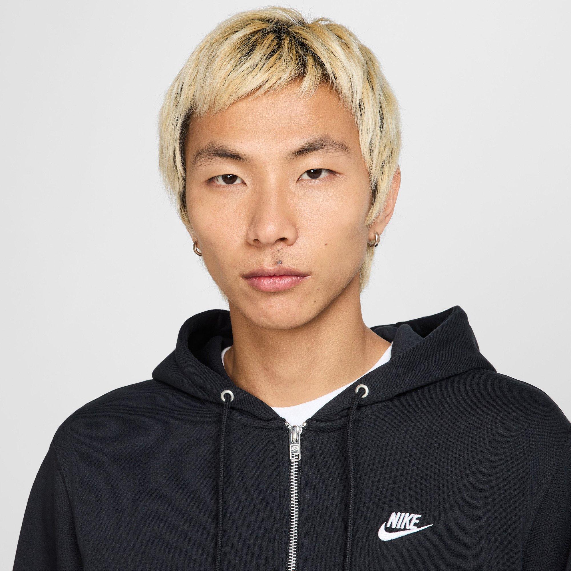 Black/Blk/White - Nike - Men's Club Zip Hoodie - 3