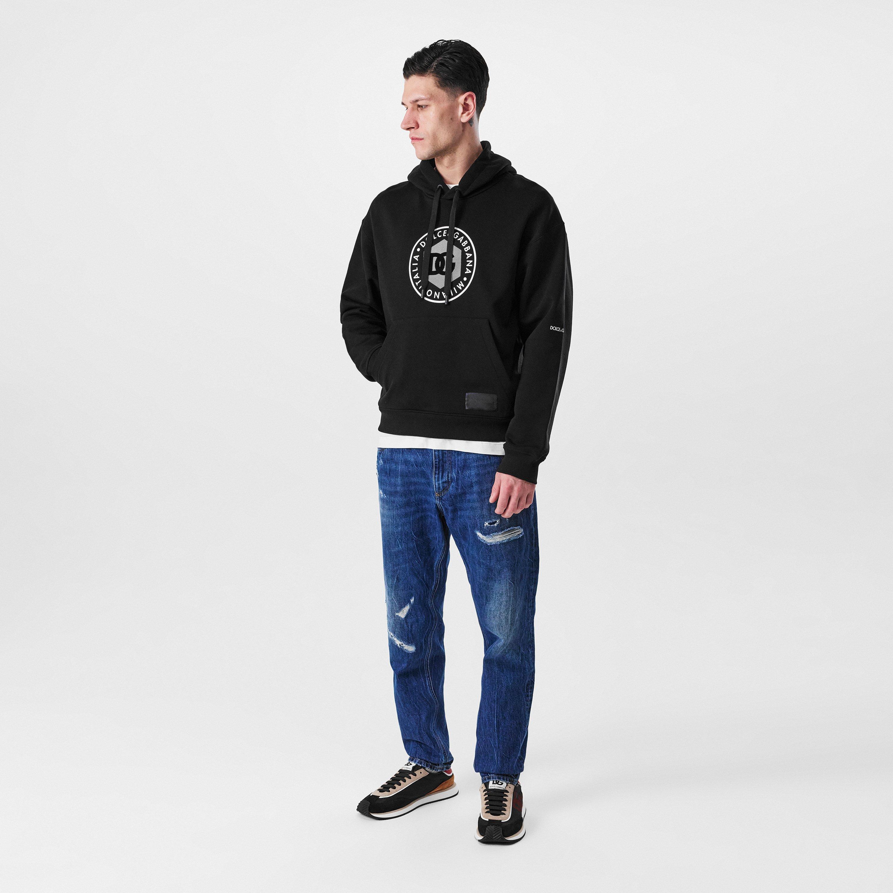 Black - Dolce and Gabbana - Logo Print Hoodie - 4