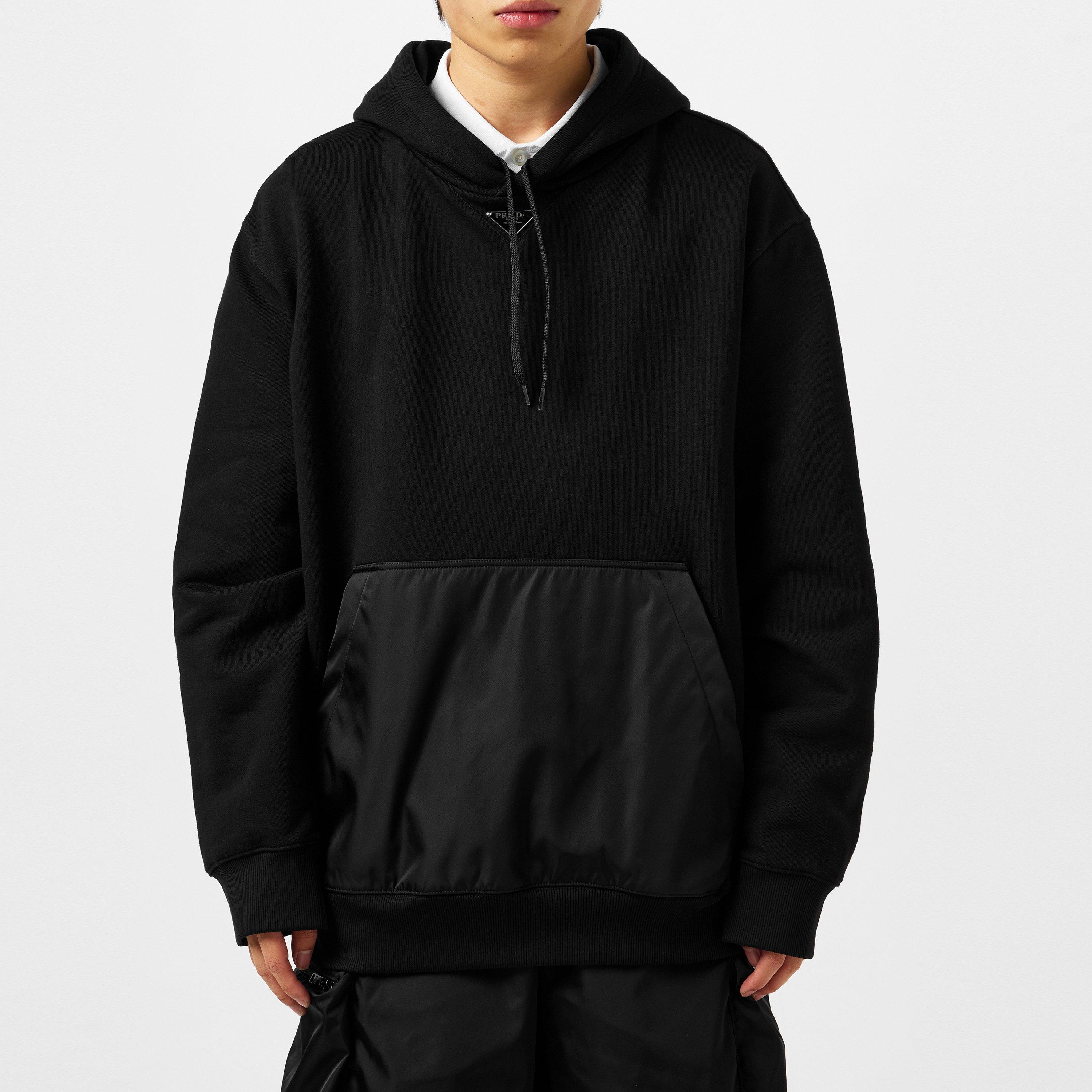 Black - Prada - Triangle Logo Fleece Hoodie - 3