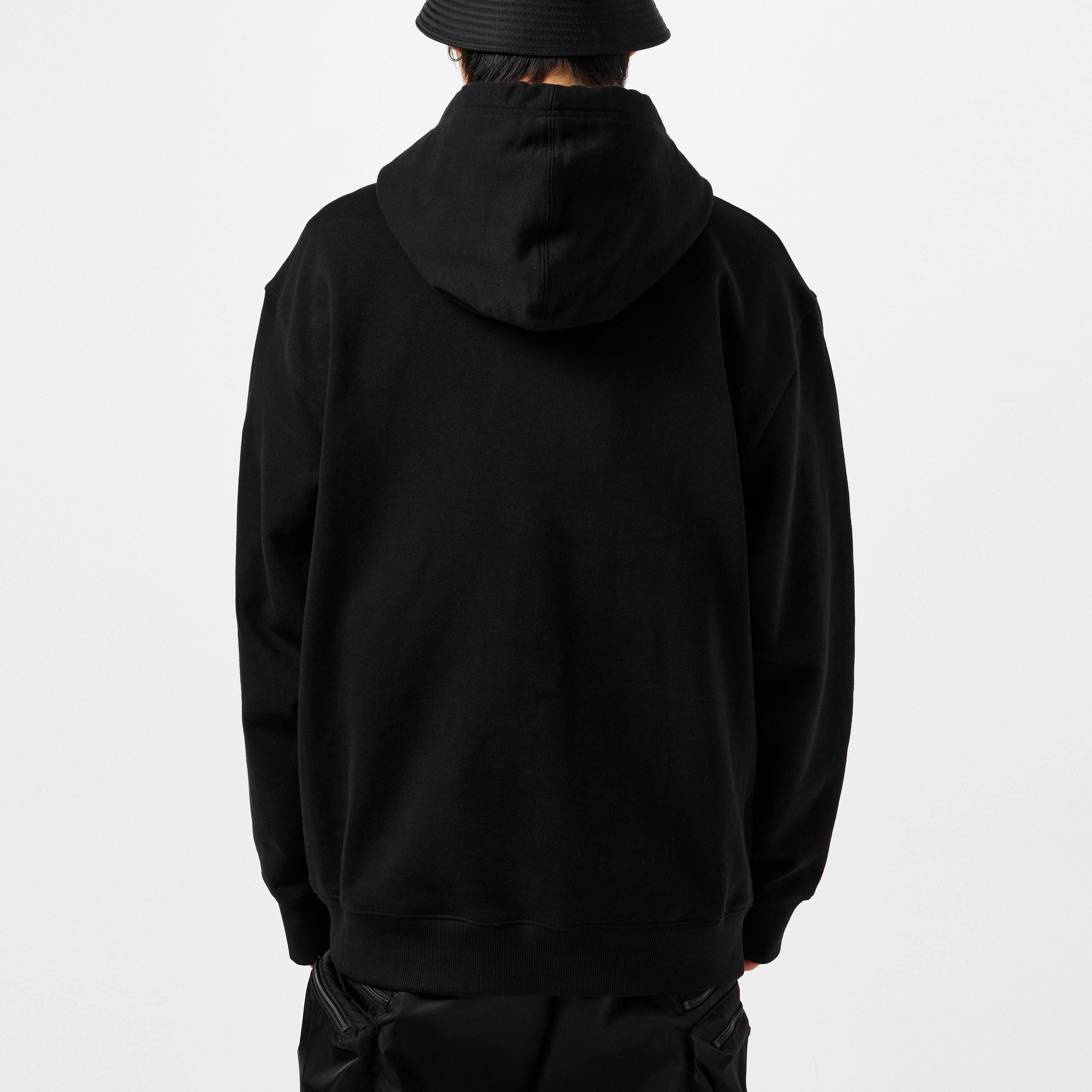 Black - Prada - Triangle Logo Fleece Hoodie - 4