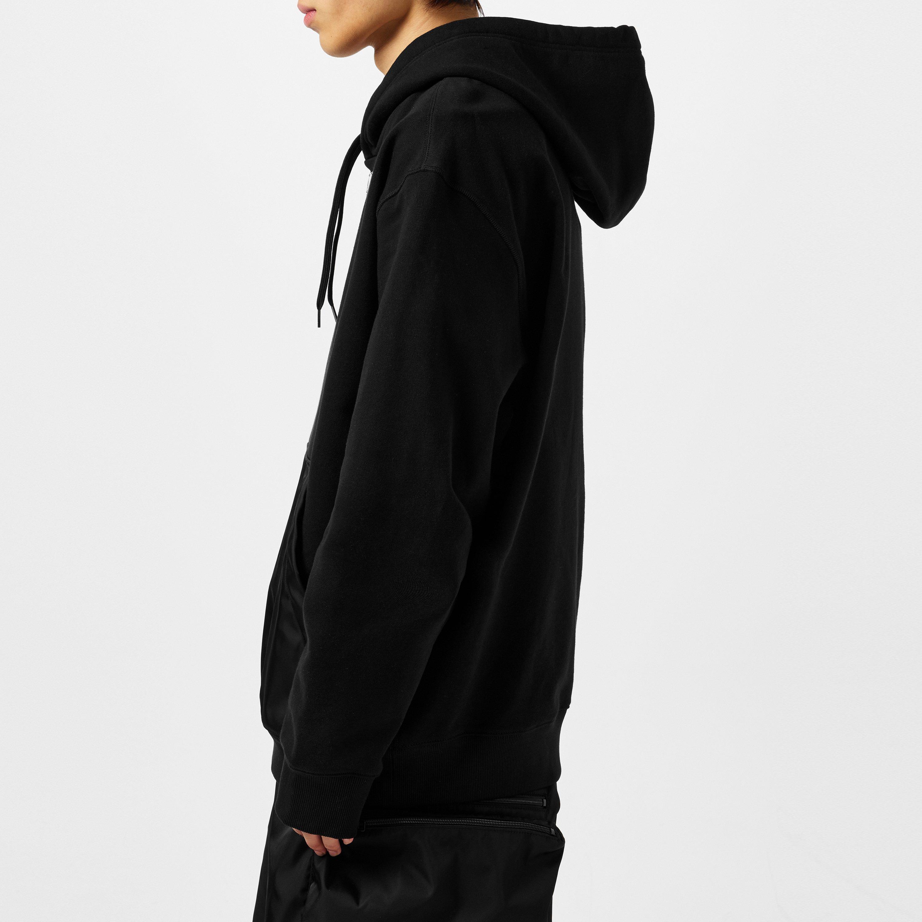 Black - Prada - Triangle Logo Fleece Hoodie - 5