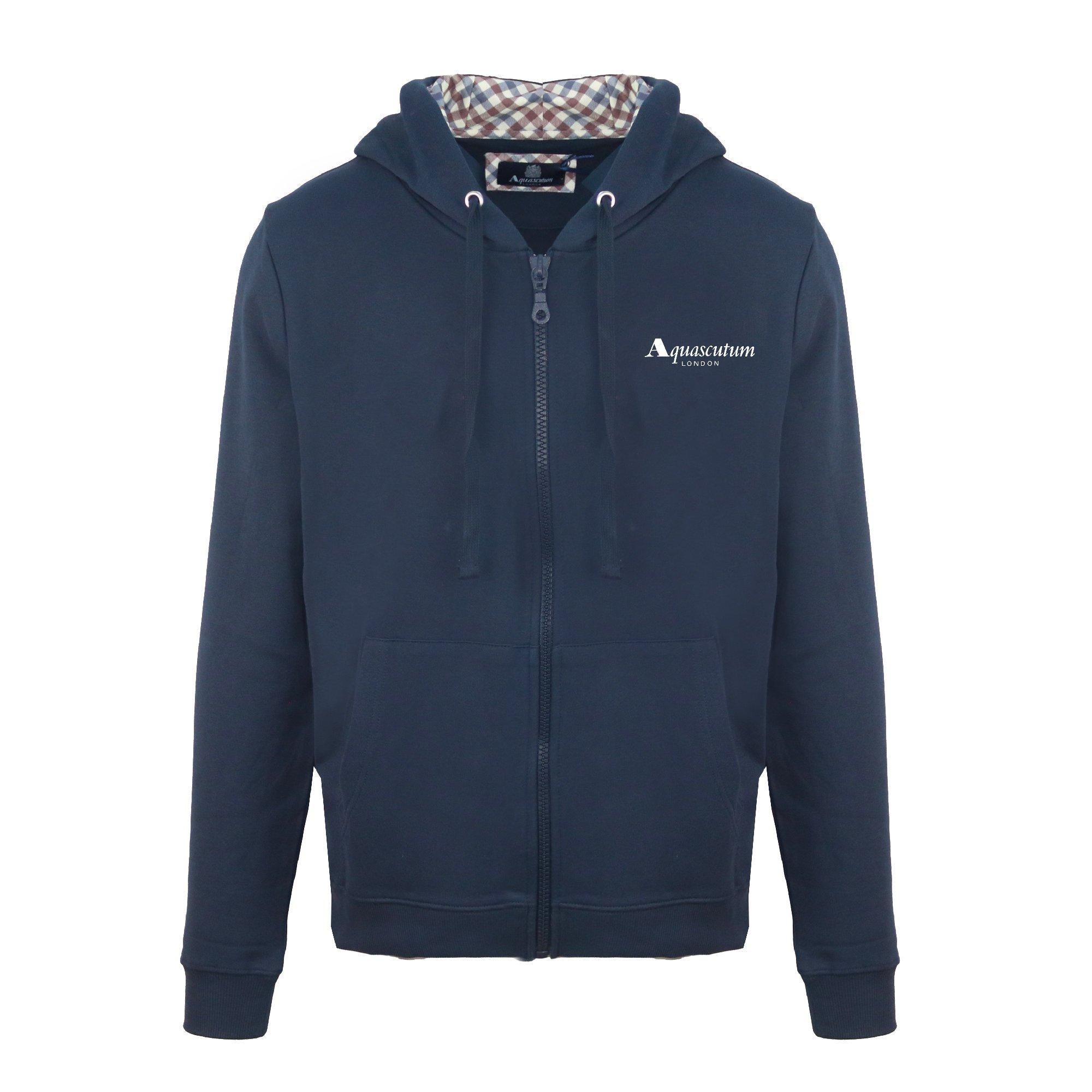 Aquascutum Men's Zip Hood Sweat Zip Hoodie - Navy - Small