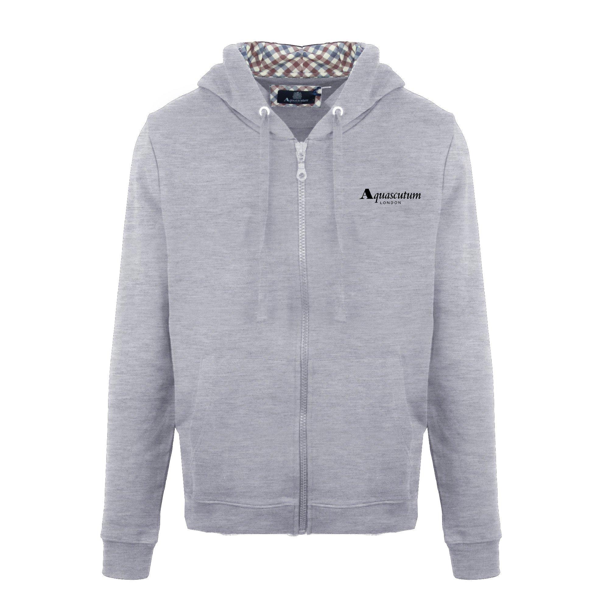 Aquascutum Men's Zip Hood Sweat Zip Hoodie - Grey - Large