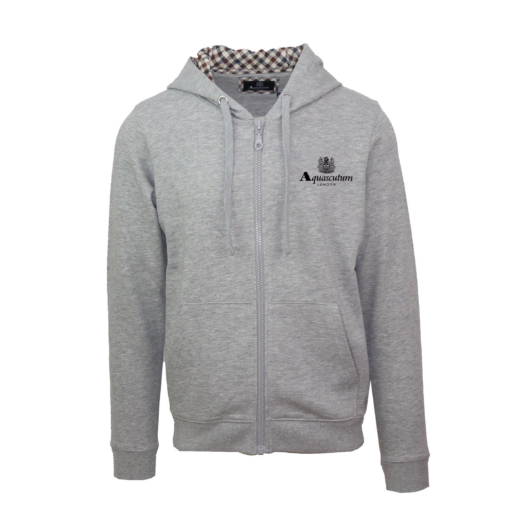 Aquascutum Men's Zip Hooded Sweatshirt - Grey - Small