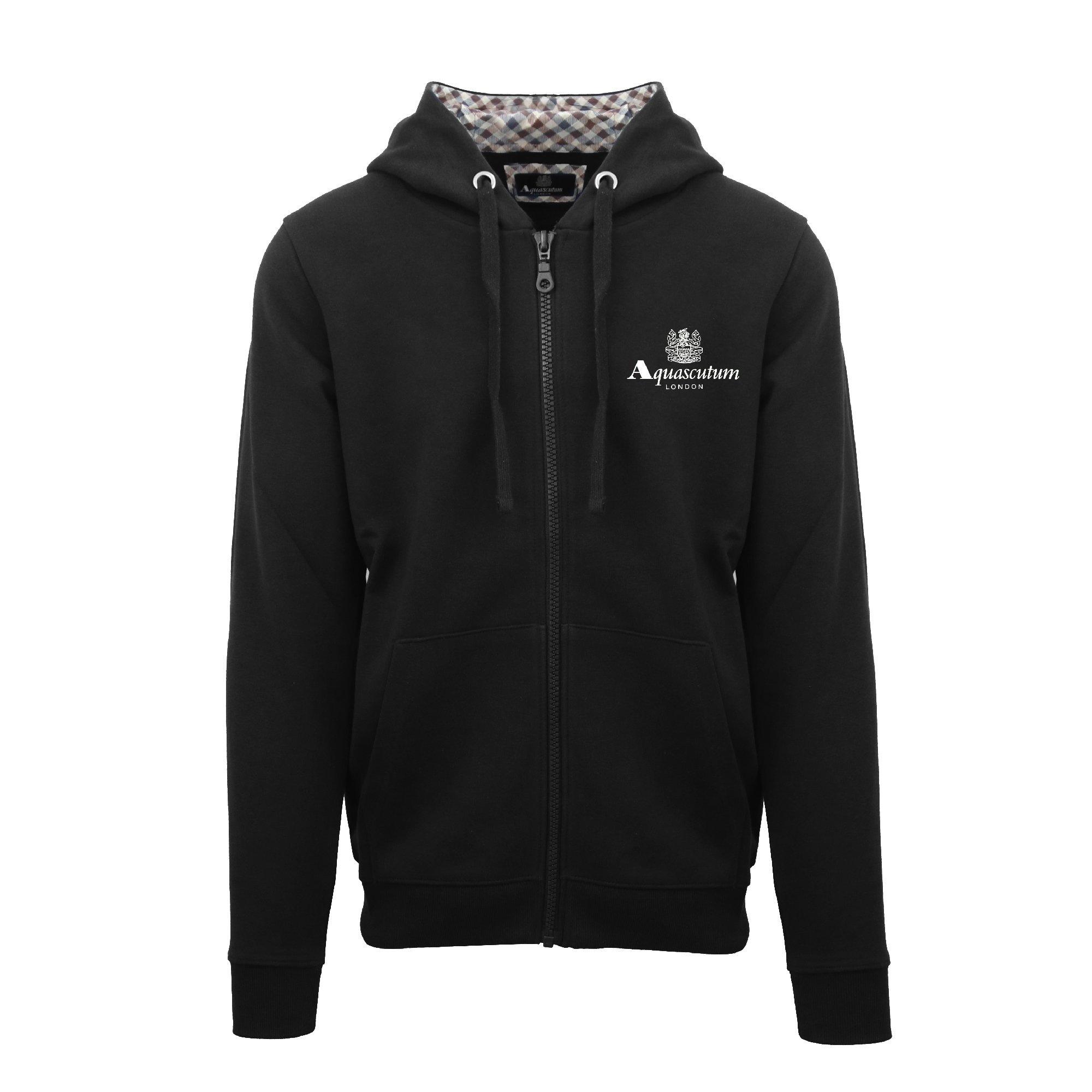 Aquascutum Men's Zip Hooded Sweatshirt - Black - Medium