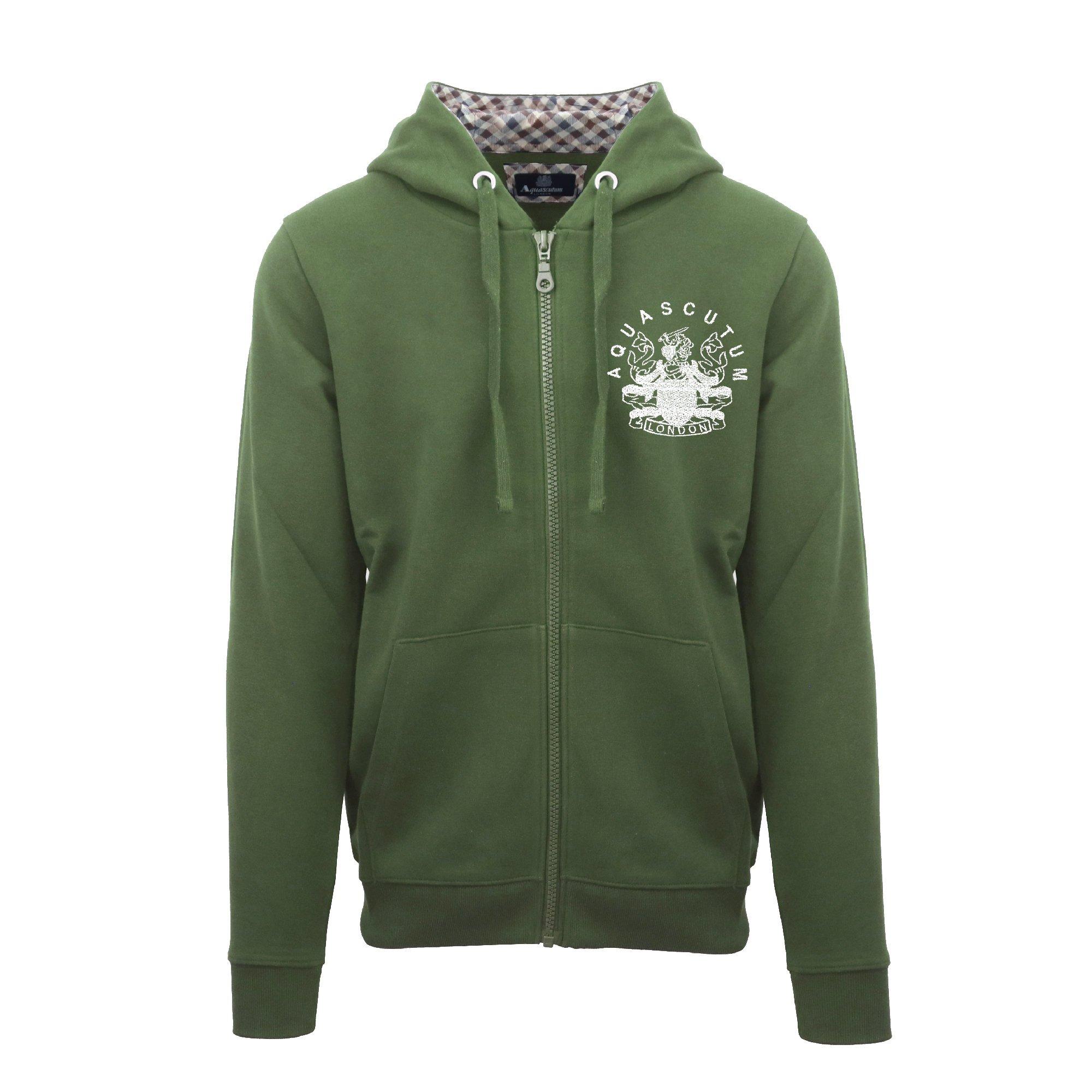 Aquascutum Men's Zip Hoodie - Military Green - Small