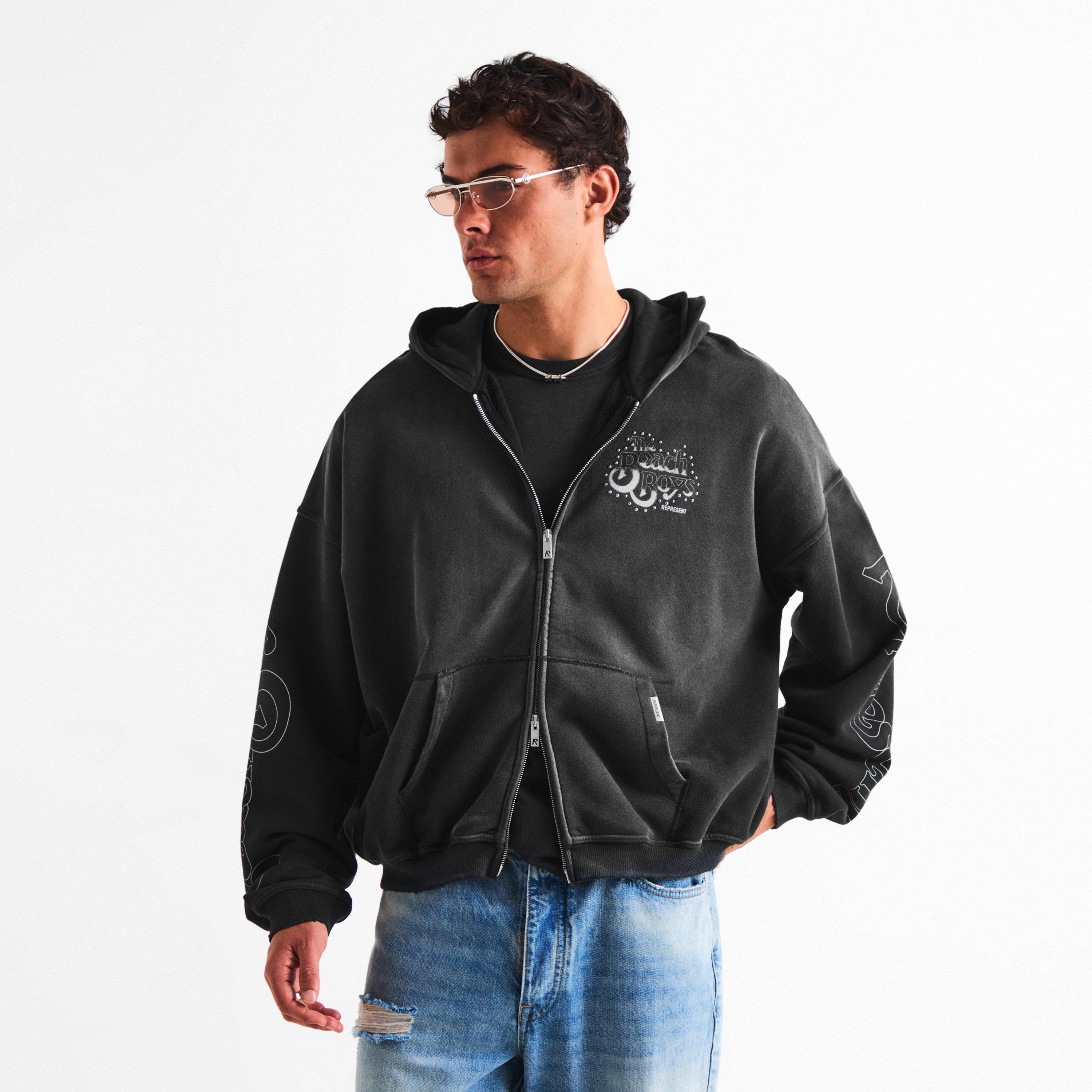 Stained Black - Represent - Men's Beach Boys Zip Hoodie - 3