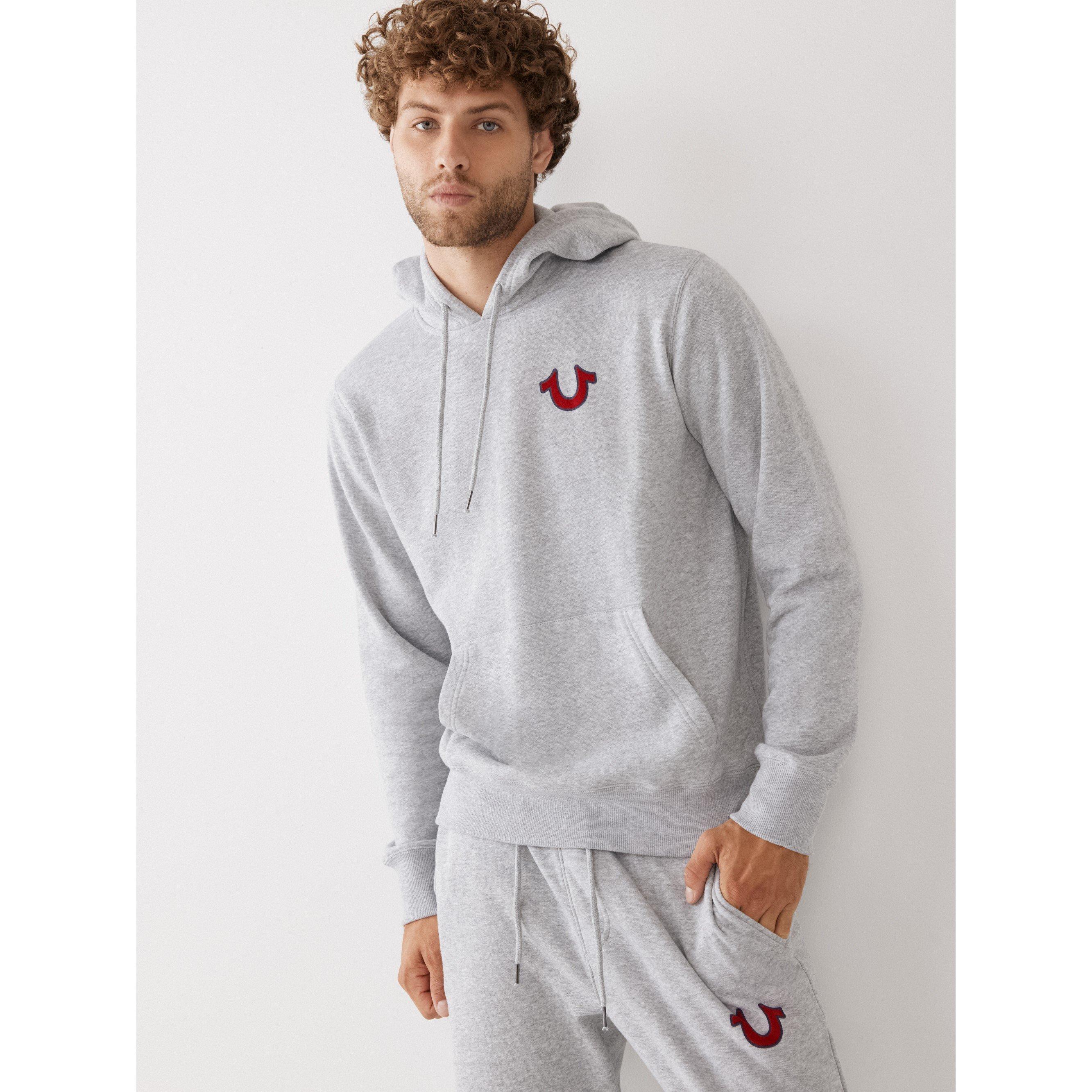 Heather Grey - True Religion - Men's Buddha Overhead Hoodie - 1