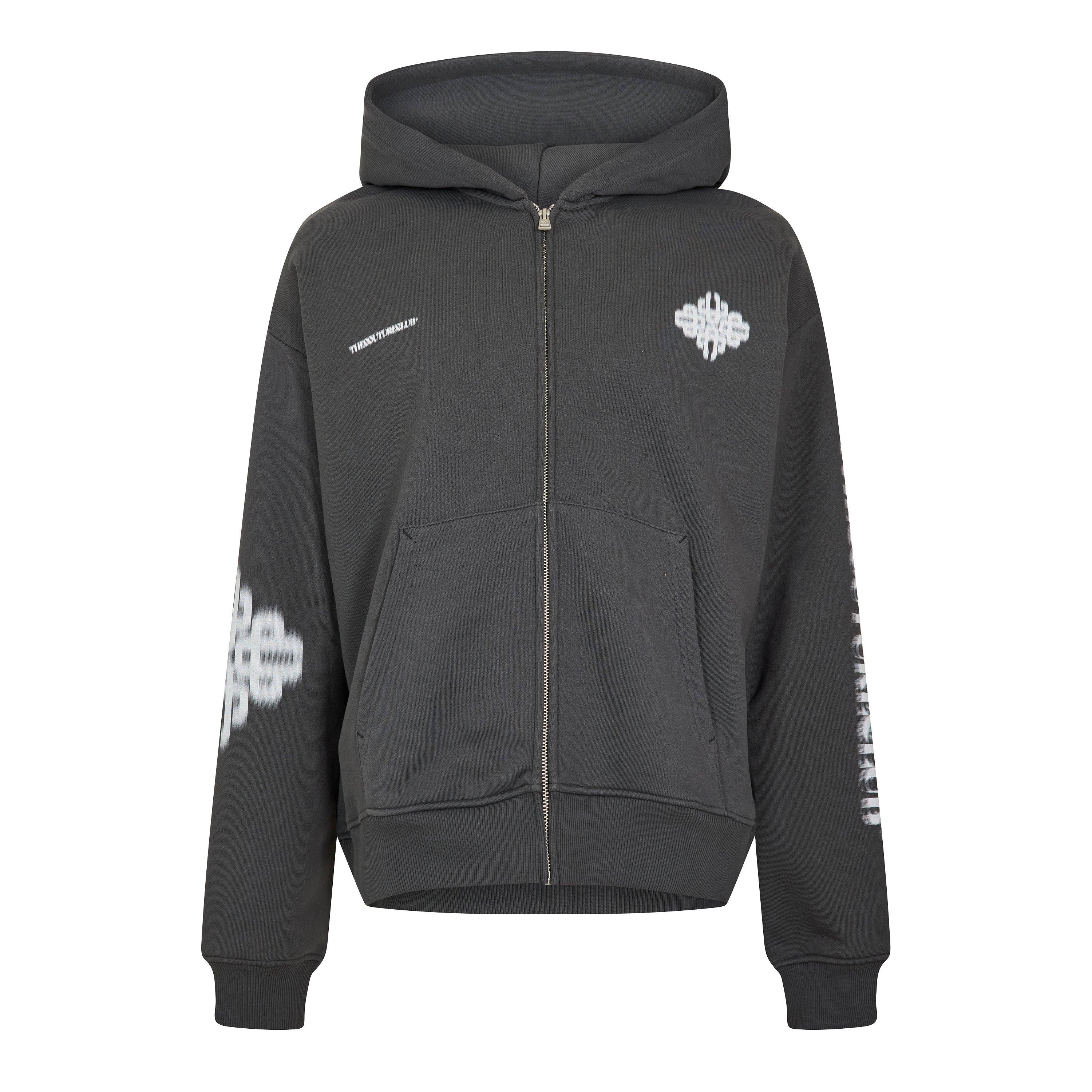 Charcoal/White - The Couture Club - Men's Blurred Zip Hoodie - 1