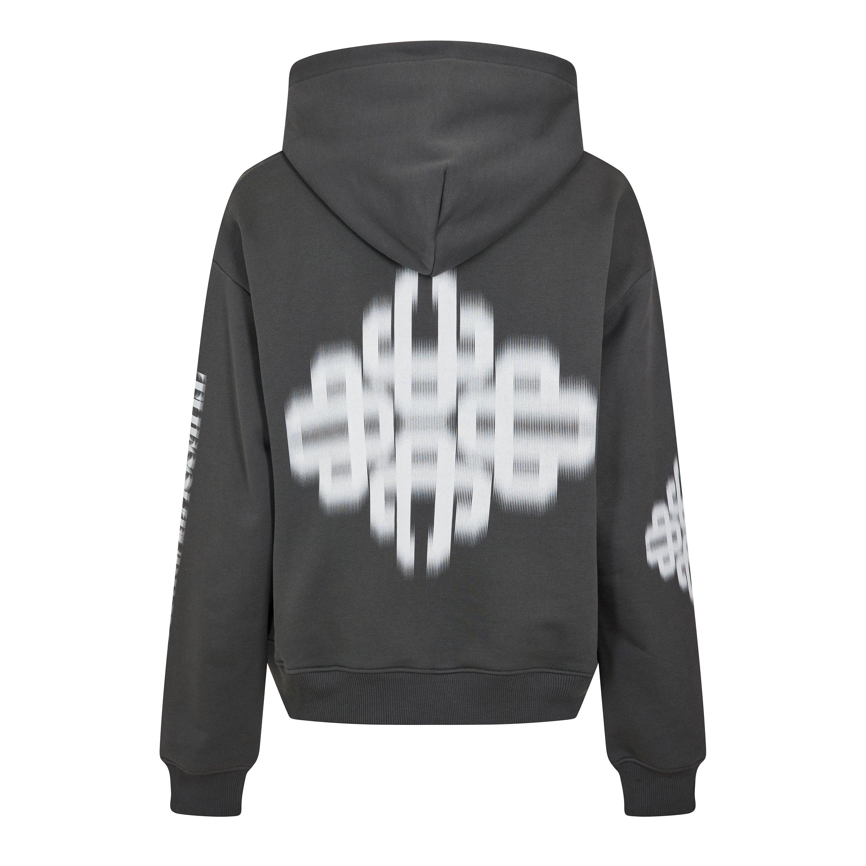 Charcoal/White - The Couture Club - Men's Blurred Zip Hoodie - 2