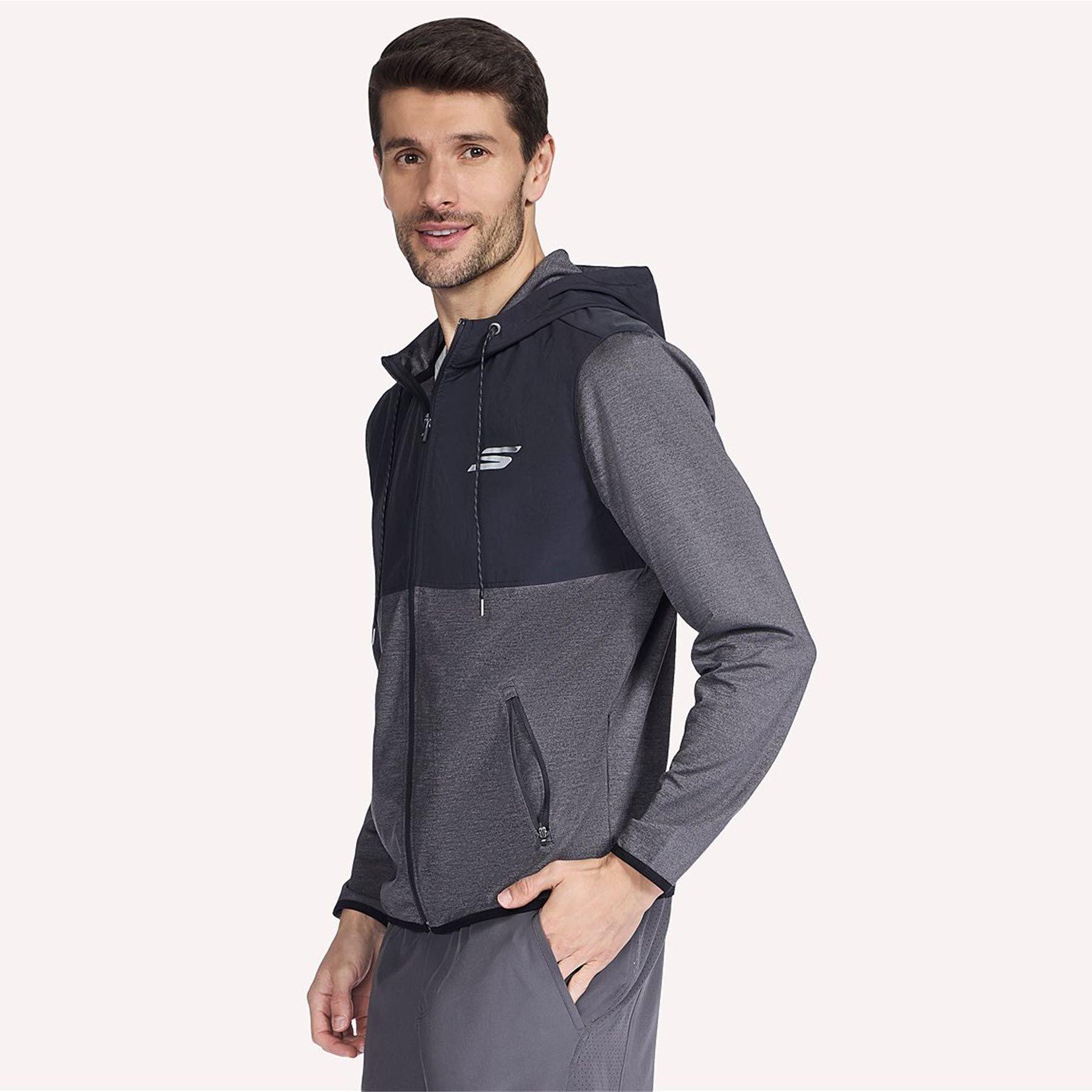 Nero/Carbone - Skechers - Skechers Hk Weekend Fz Hoodie Hoody Mens - 4
