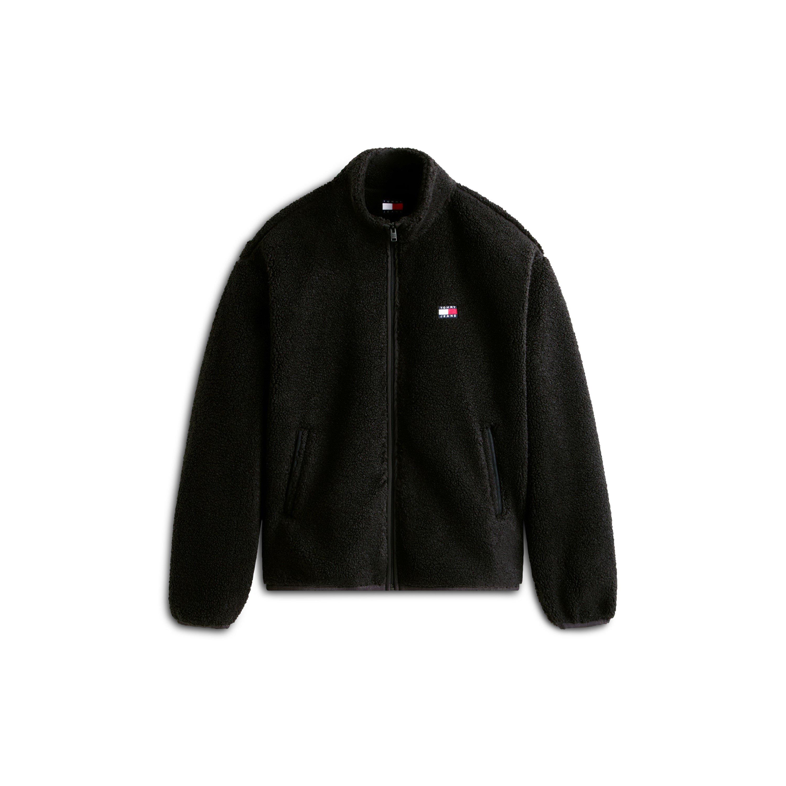 Black - Tommy Jeans - Men's Badge Teddy Fleece Relaxed-Fit Zip Hoodie - 1