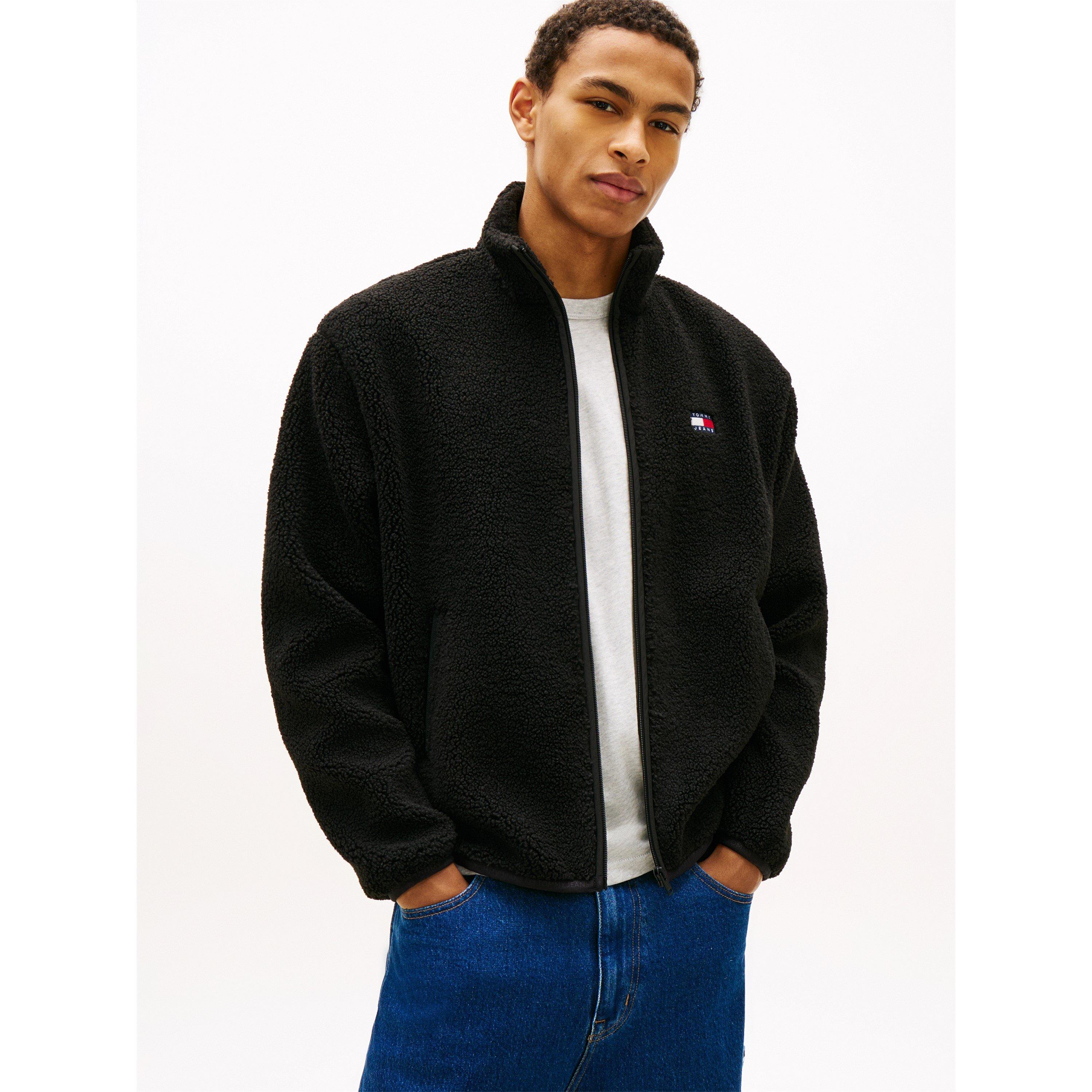 Black - Tommy Jeans - Men's Badge Teddy Fleece Relaxed-Fit Zip Hoodie - 2