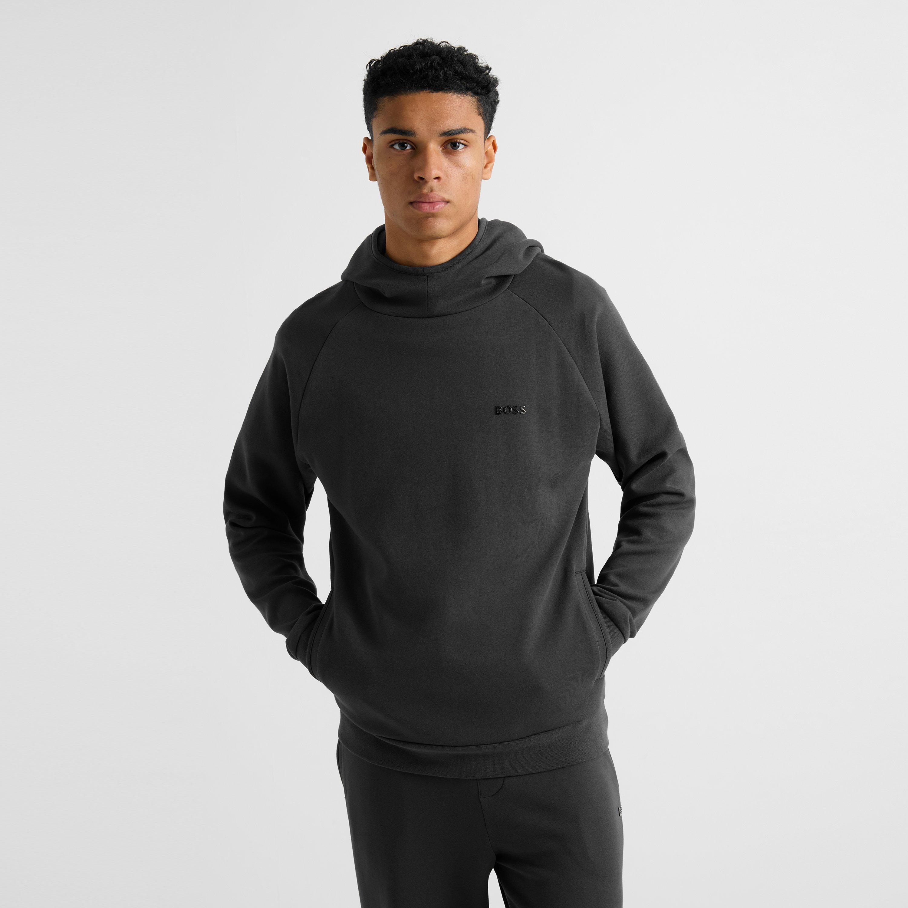Charcoal - Boss - Mens BOSS BODYWEAR Over The Head Hoodie with Metal Logo (Essense) - 3