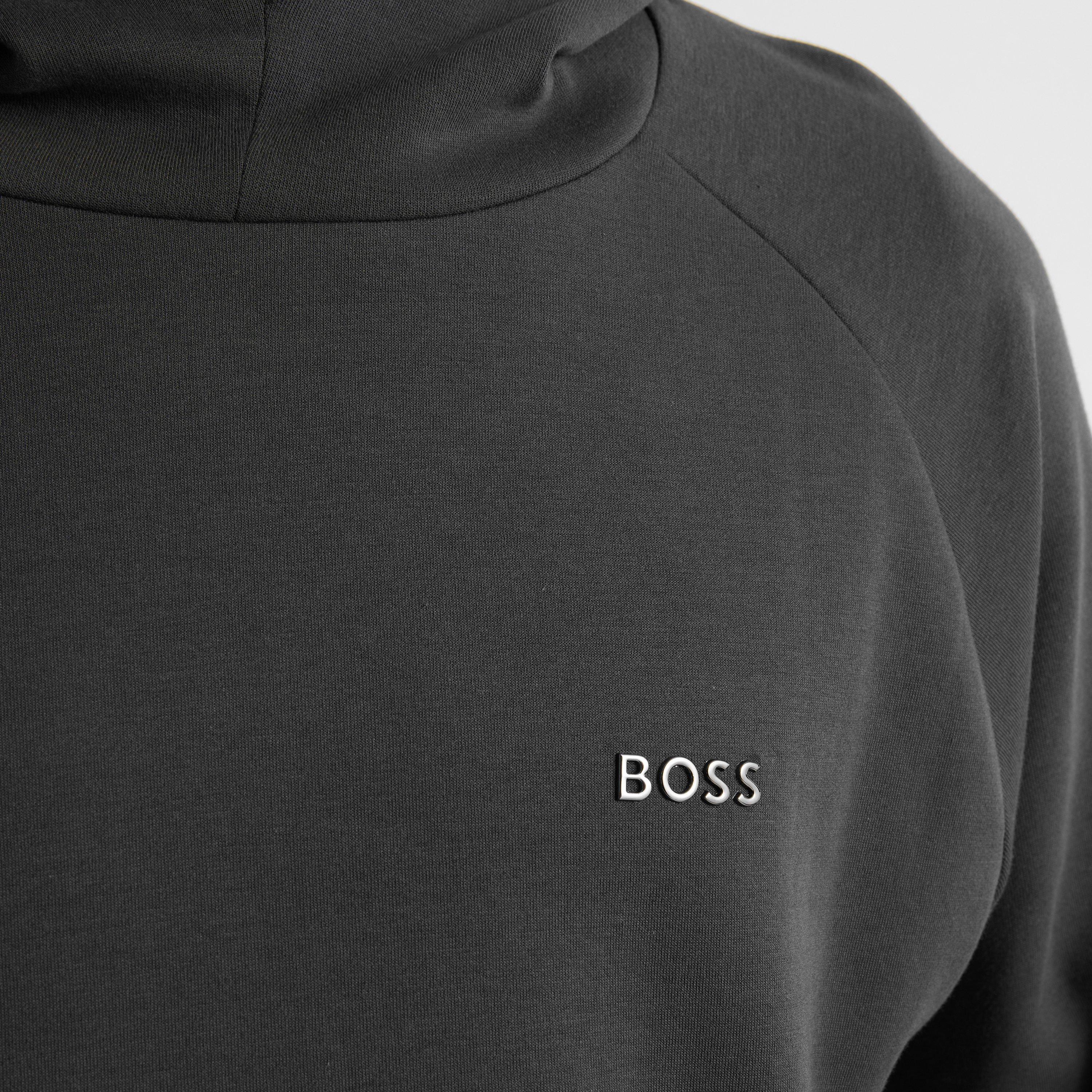 Charcoal - Boss - Mens BOSS BODYWEAR Over The Head Hoodie with Metal Logo (Essense) - 5