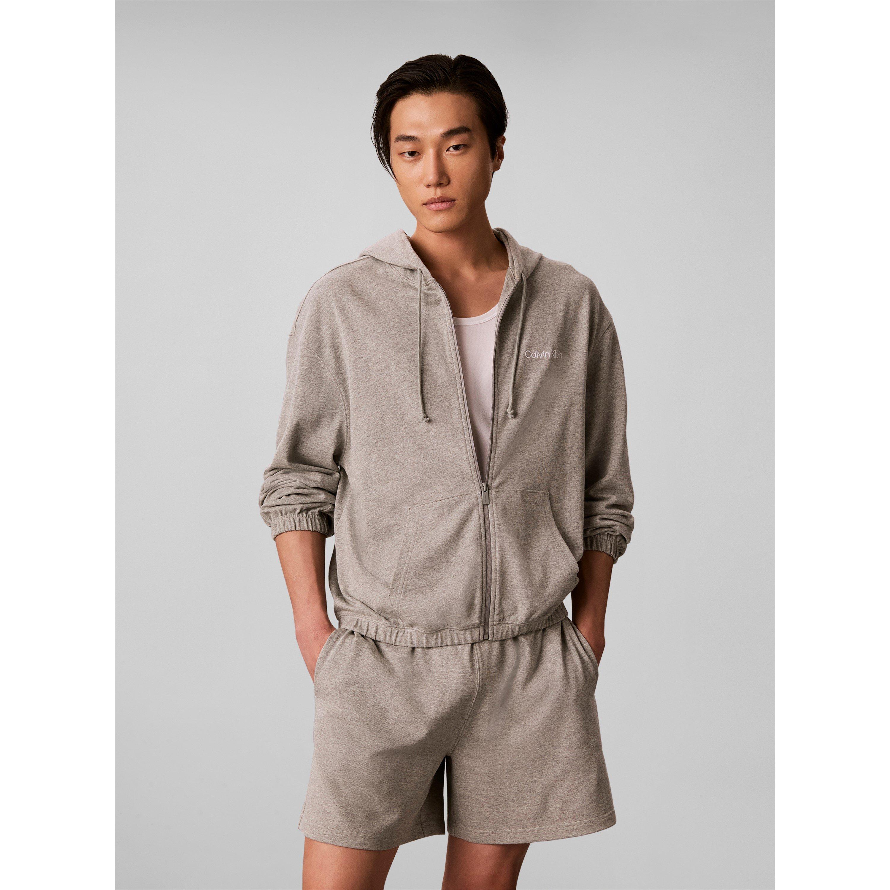 Grey - Calvin Klein - Men's Icon Lounge Cotton Long-Sleeve Hoodie - 4