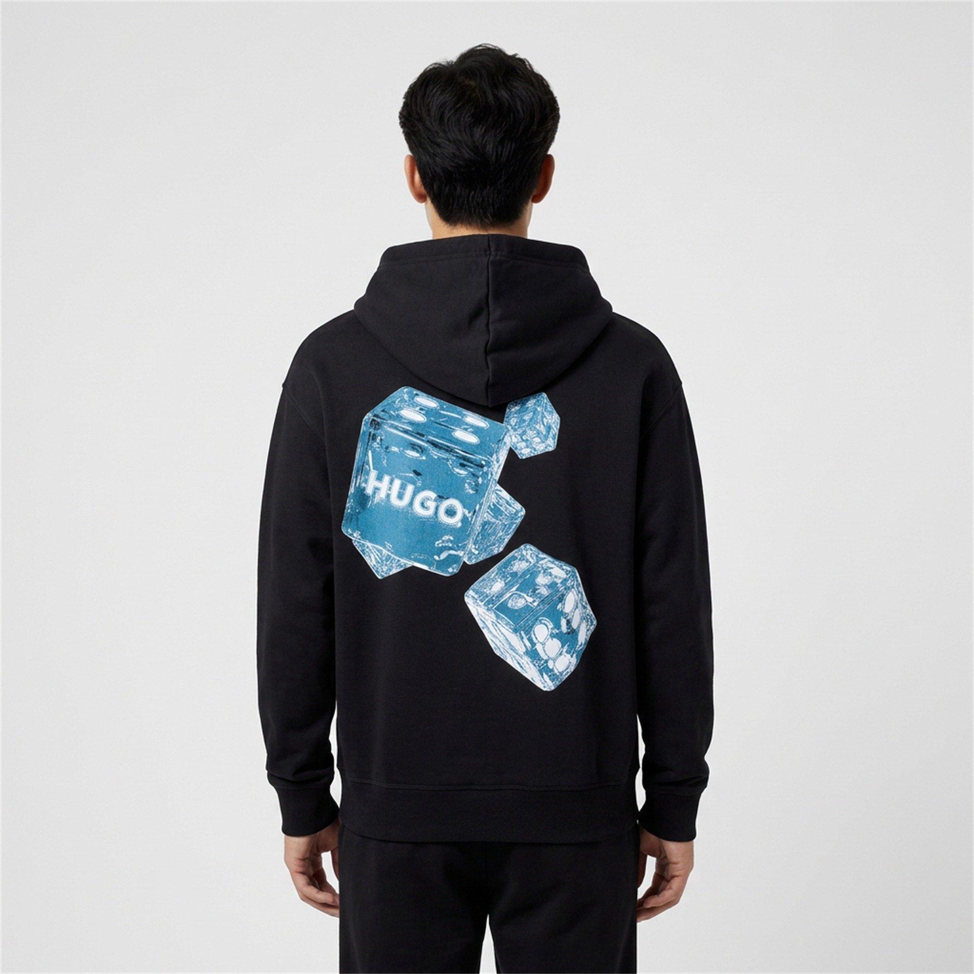 Black 001 - Hugo - Men's Dewerhood Cotton Over the Head Hoodie - 4